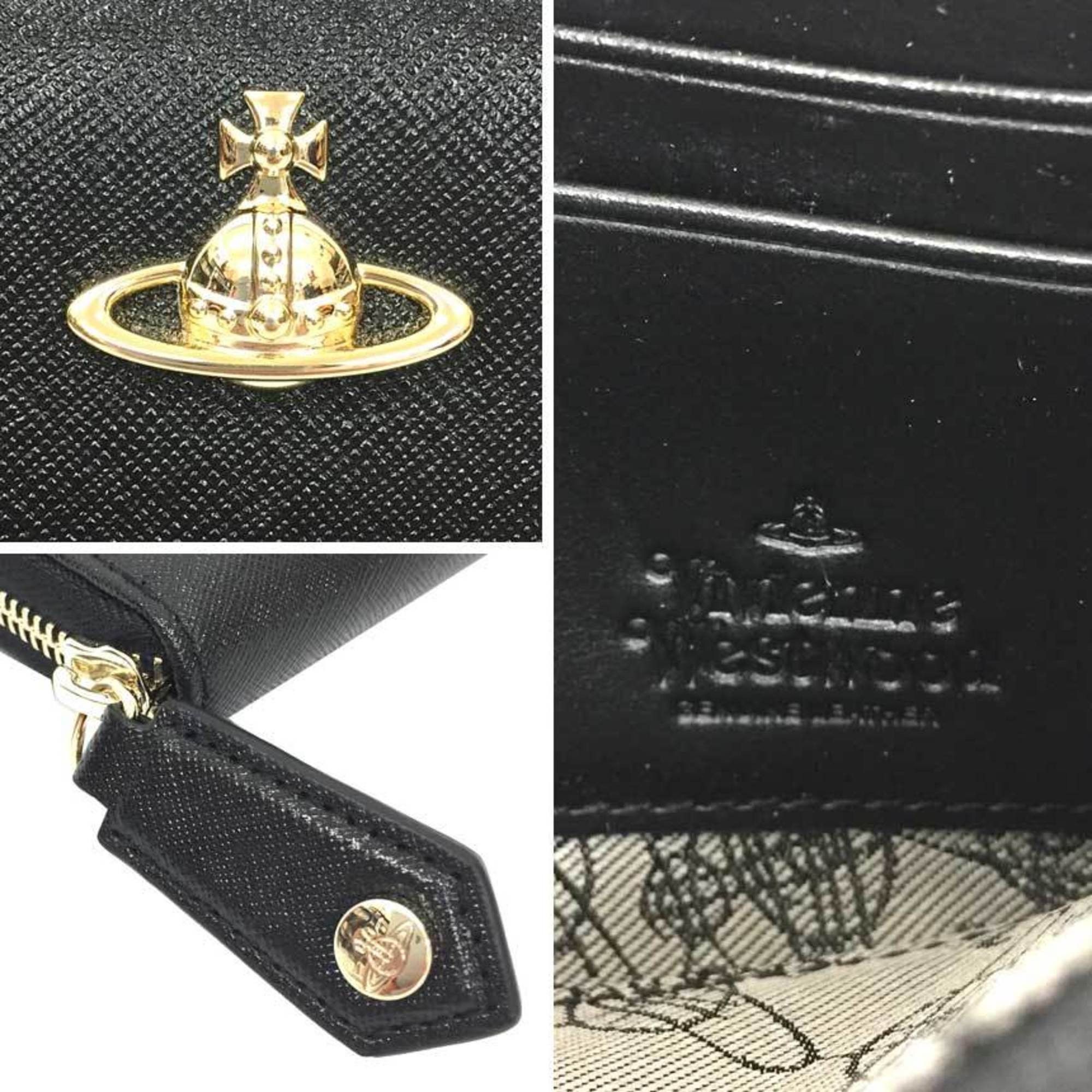 Vivienne Westwood Vivienne Westwood Round Long Wallet 51050023 42106 N402 VICTORIA BLACK Leather Black Size ONE SIZE - 3 Thumbnail