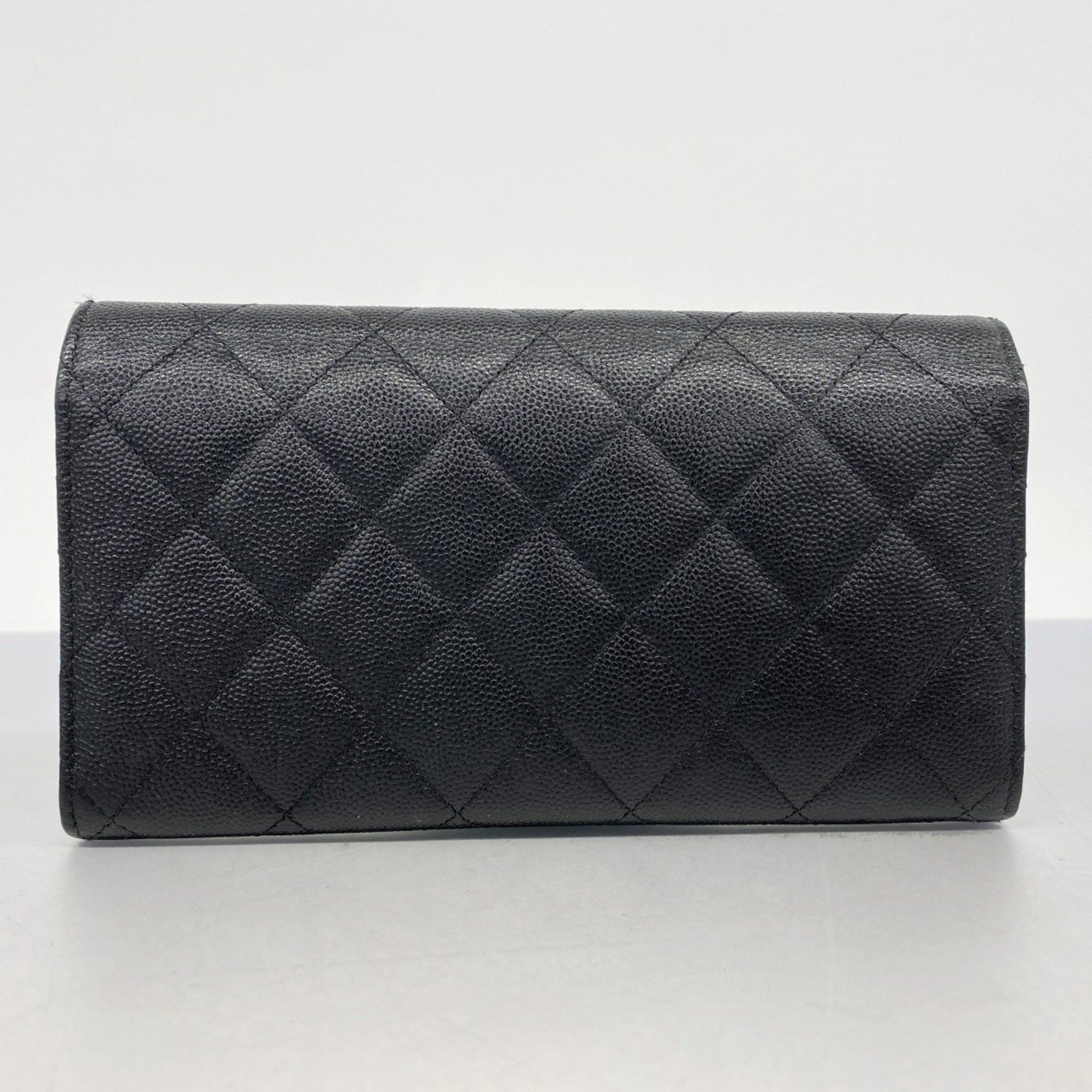 Chanel Chanel Long Wallet Matelasse Caviar Skin Black