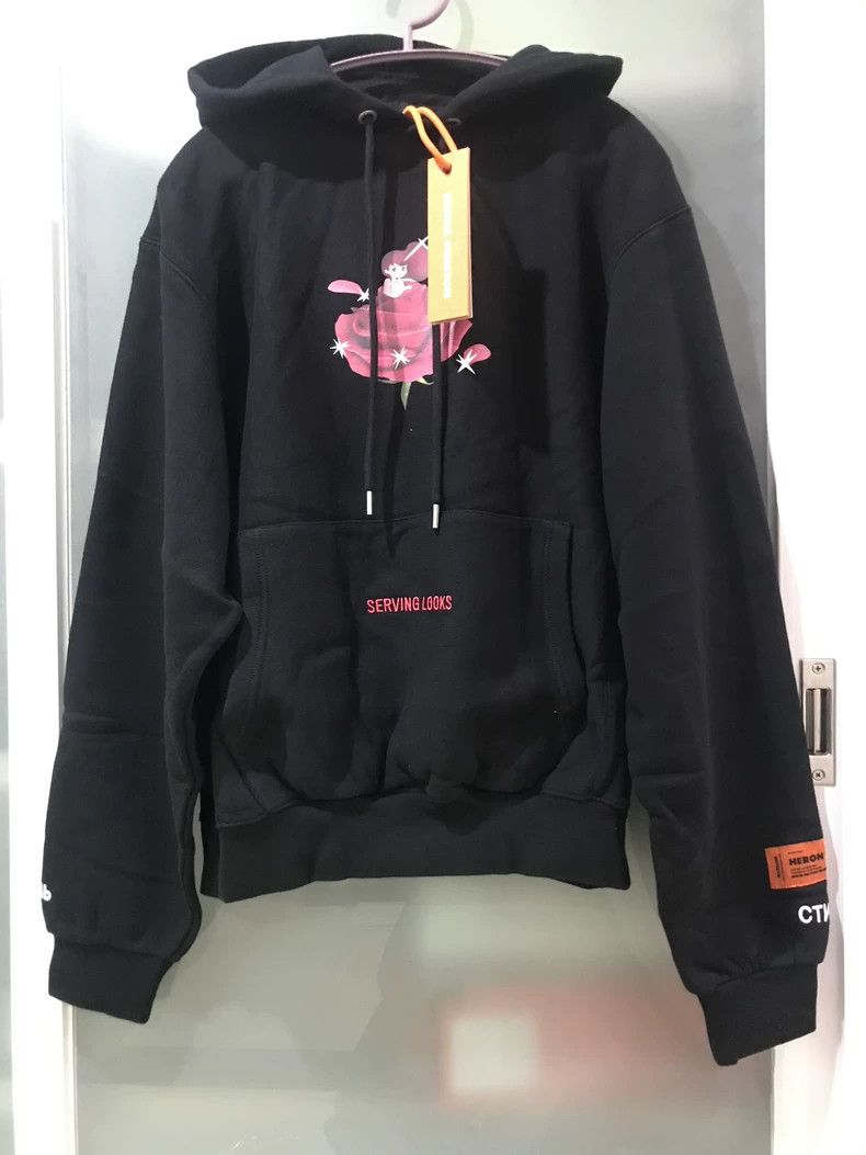 Heron Preston Heron Preston Black Hoodie with Rose Graphic-yf Size US XXS / EU 40 - 3 Thumbnail