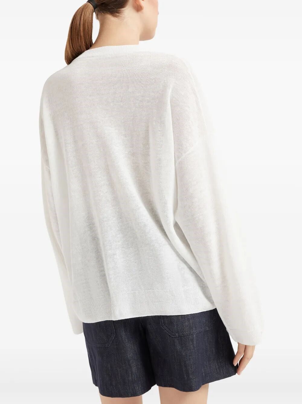 Brunello Cucinelli Linen Sweater With `Shiny` Pocket Detail Size L / US 10 / IT 46 - 5 Thumbnail