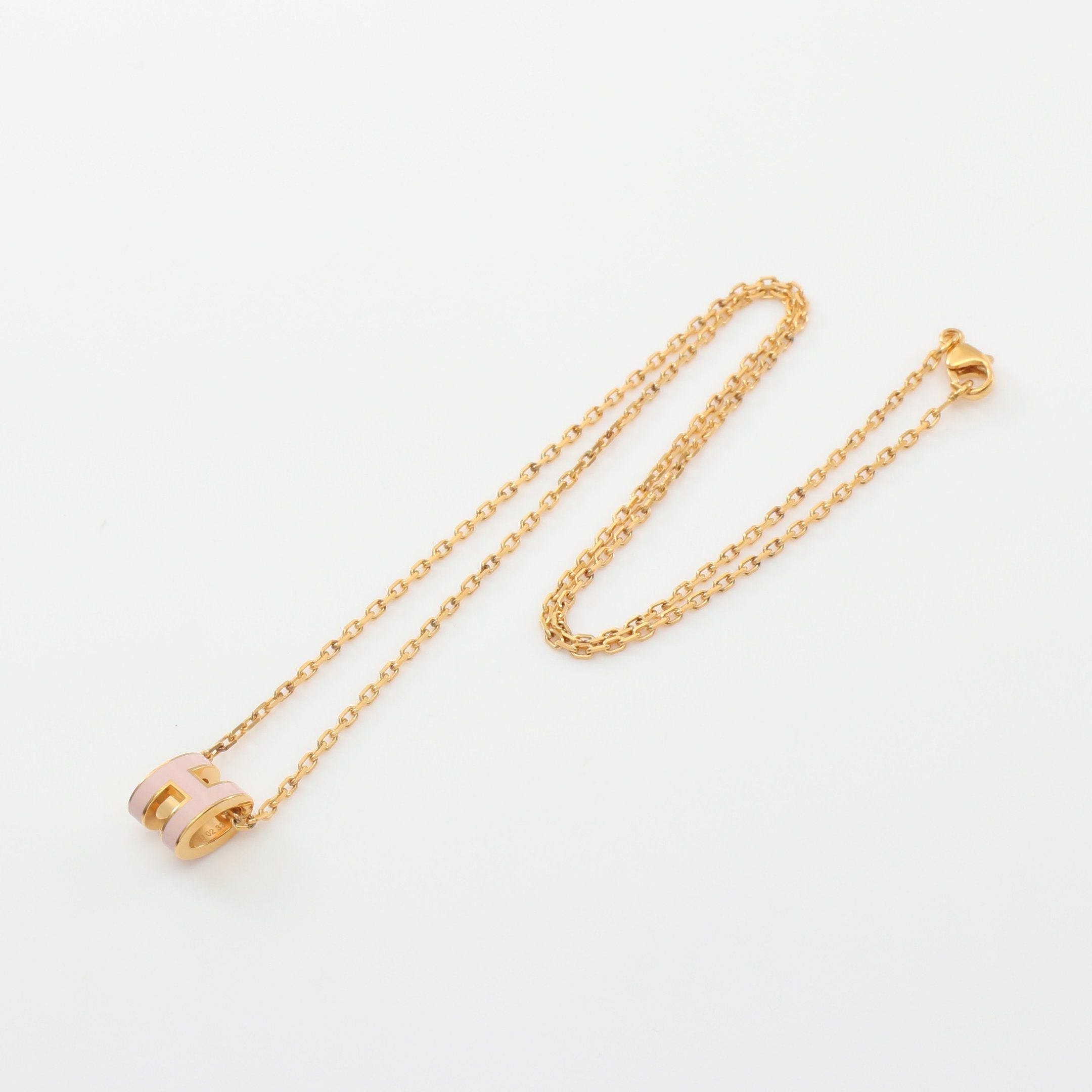 Hermes Hermes Mini Pop H Rose Dragees Necklace Gp Gold Light Pink Size ONE SIZE - 2 Thumbnail