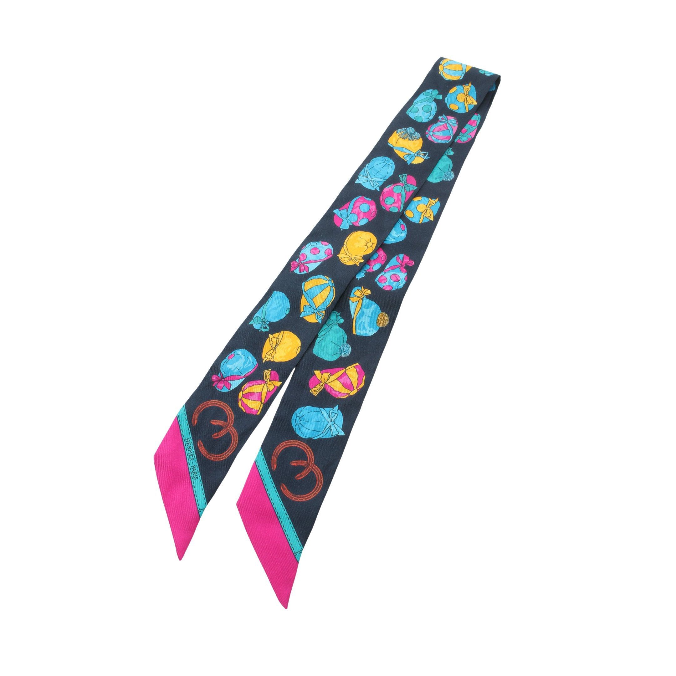 Hermes Hermes Twilly Jockey Scarf Silk Black Multicolor Size ONE SIZE - 4 Thumbnail