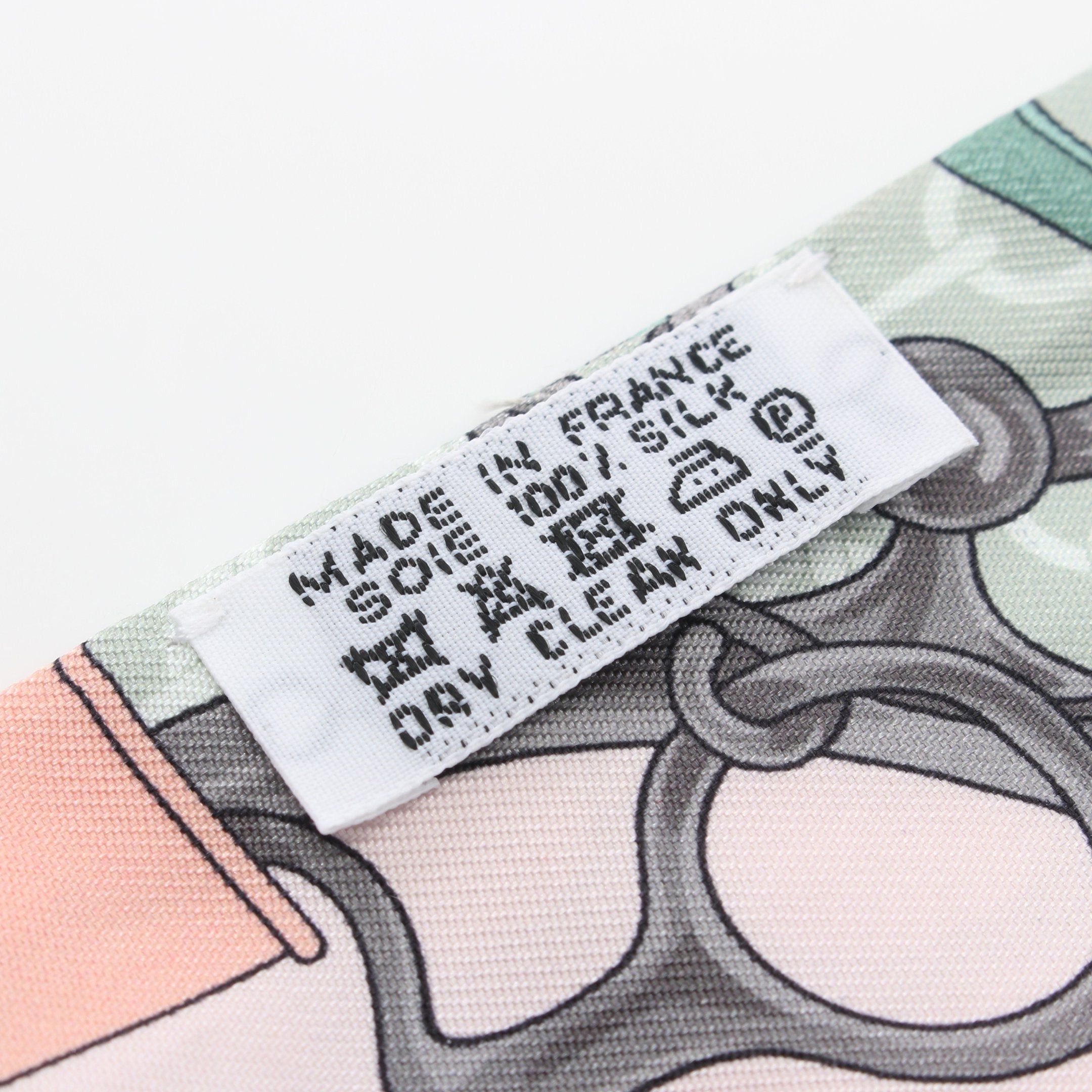 Hermes Hermes Twilly La Promenade Du Matin Scarf Silk Green Gray Pink Size ONE SIZE - 3 Thumbnail