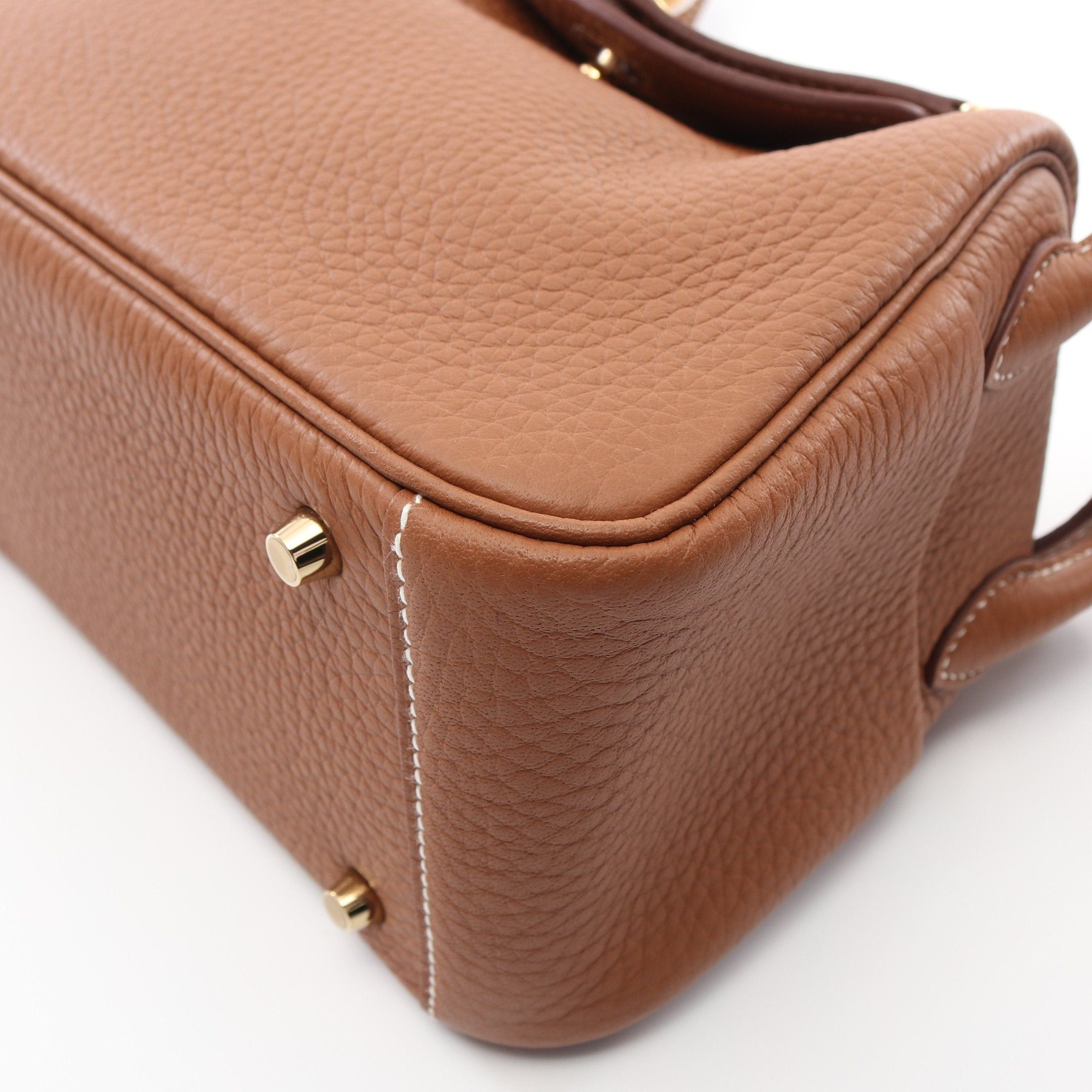 Hermes Hermes Lindy Mini Gold Shoulder Bag Clemence Leather Brown Hardware K Stamp Size ONE SIZE - 6 Thumbnail