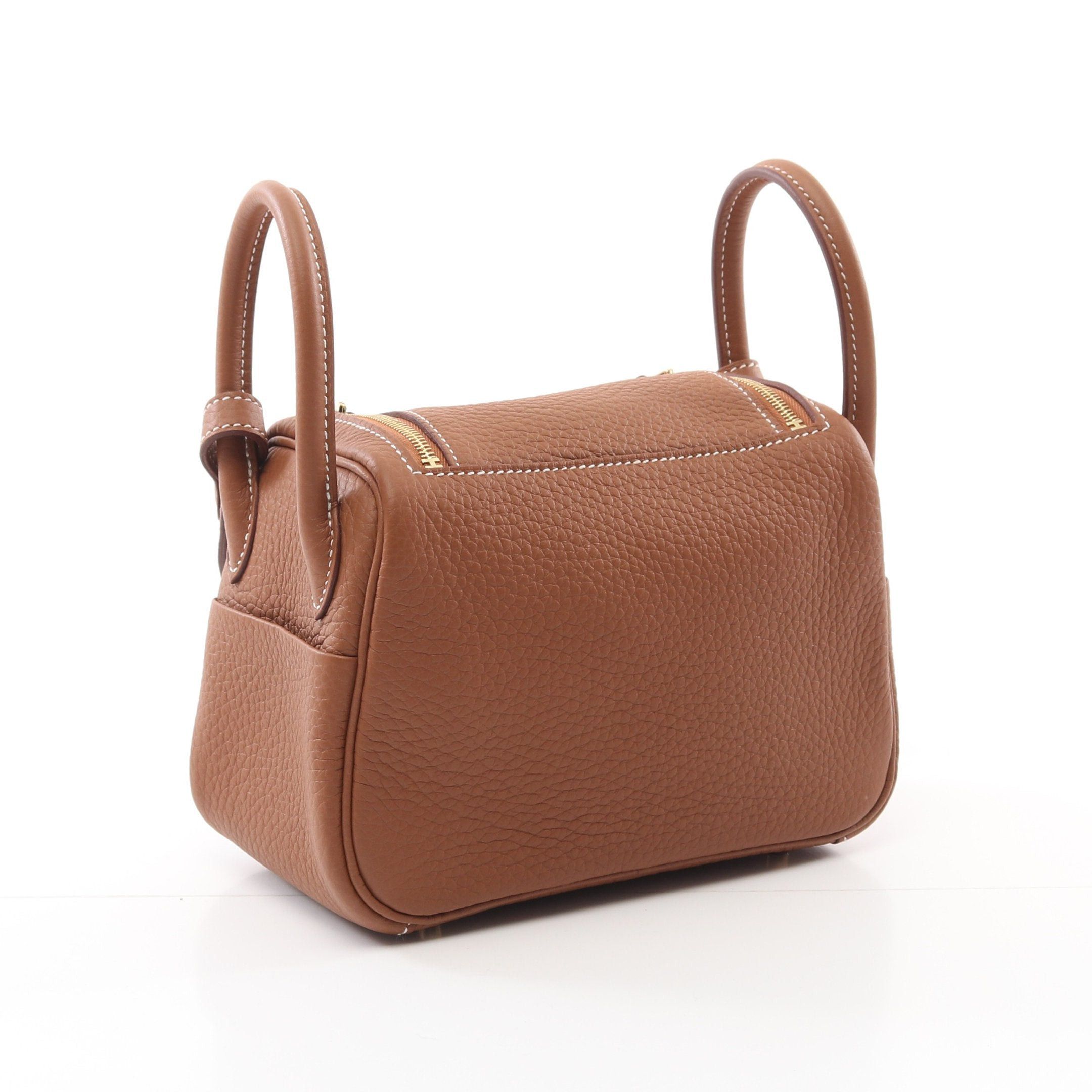 Hermes Hermes Lindy Mini Gold Shoulder Bag Clemence Leather Brown Hardware K Stamp Size ONE SIZE - 2 Thumbnail