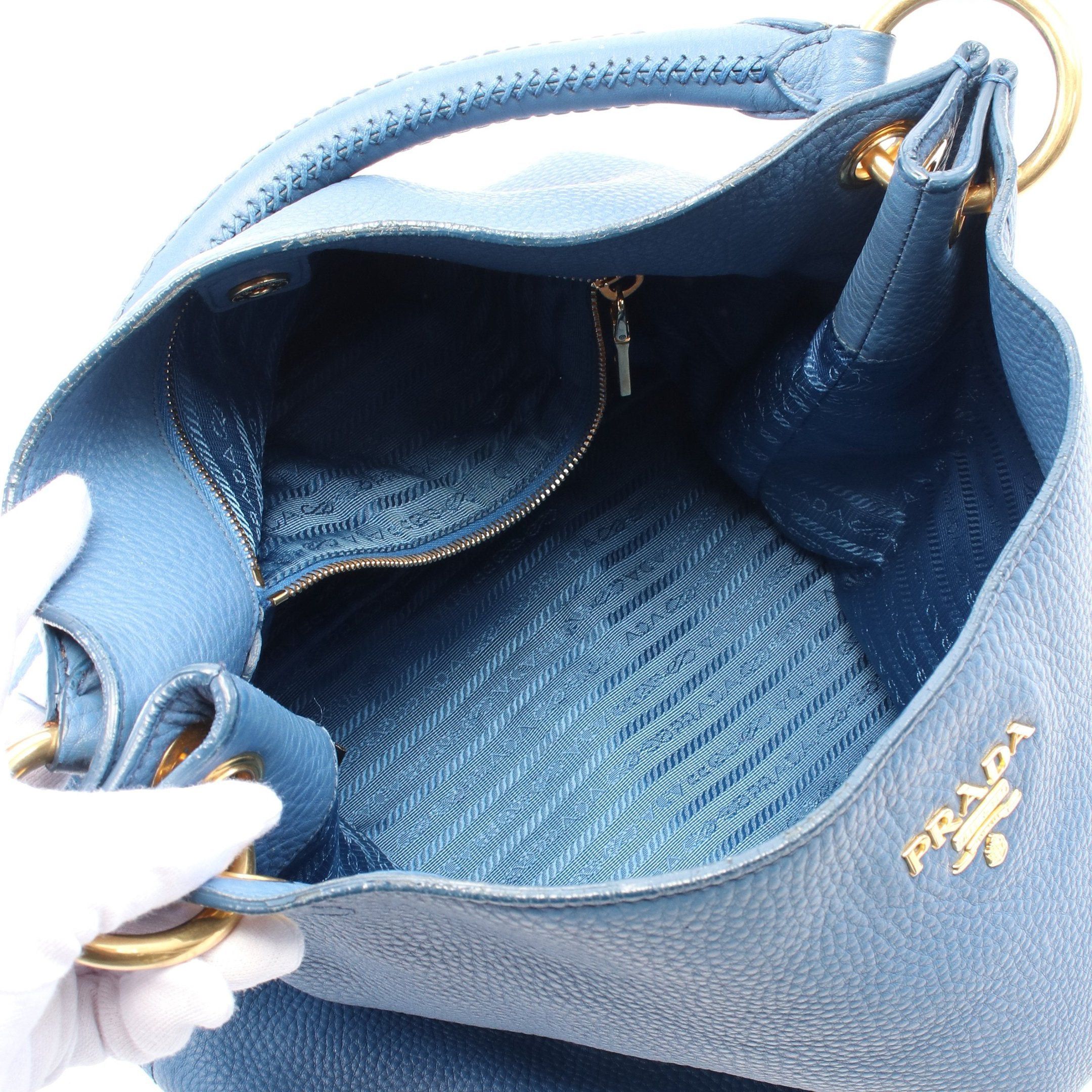 Prada Prada One Shoulder Bag Leather Blue Size ONE SIZE - 3 Thumbnail