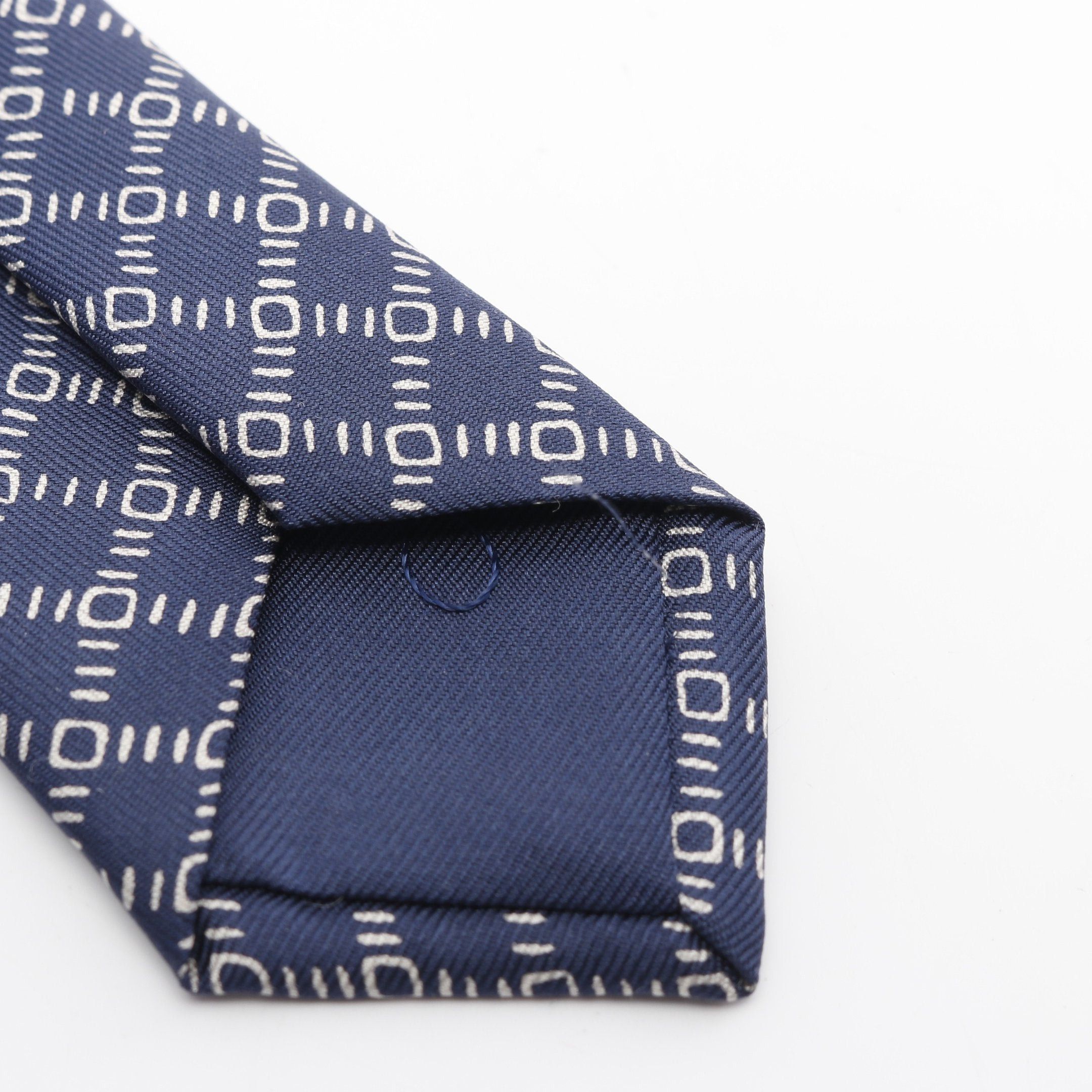 Hermes Hermes Tie Silk Navy White Size ONE SIZE - 6 Thumbnail