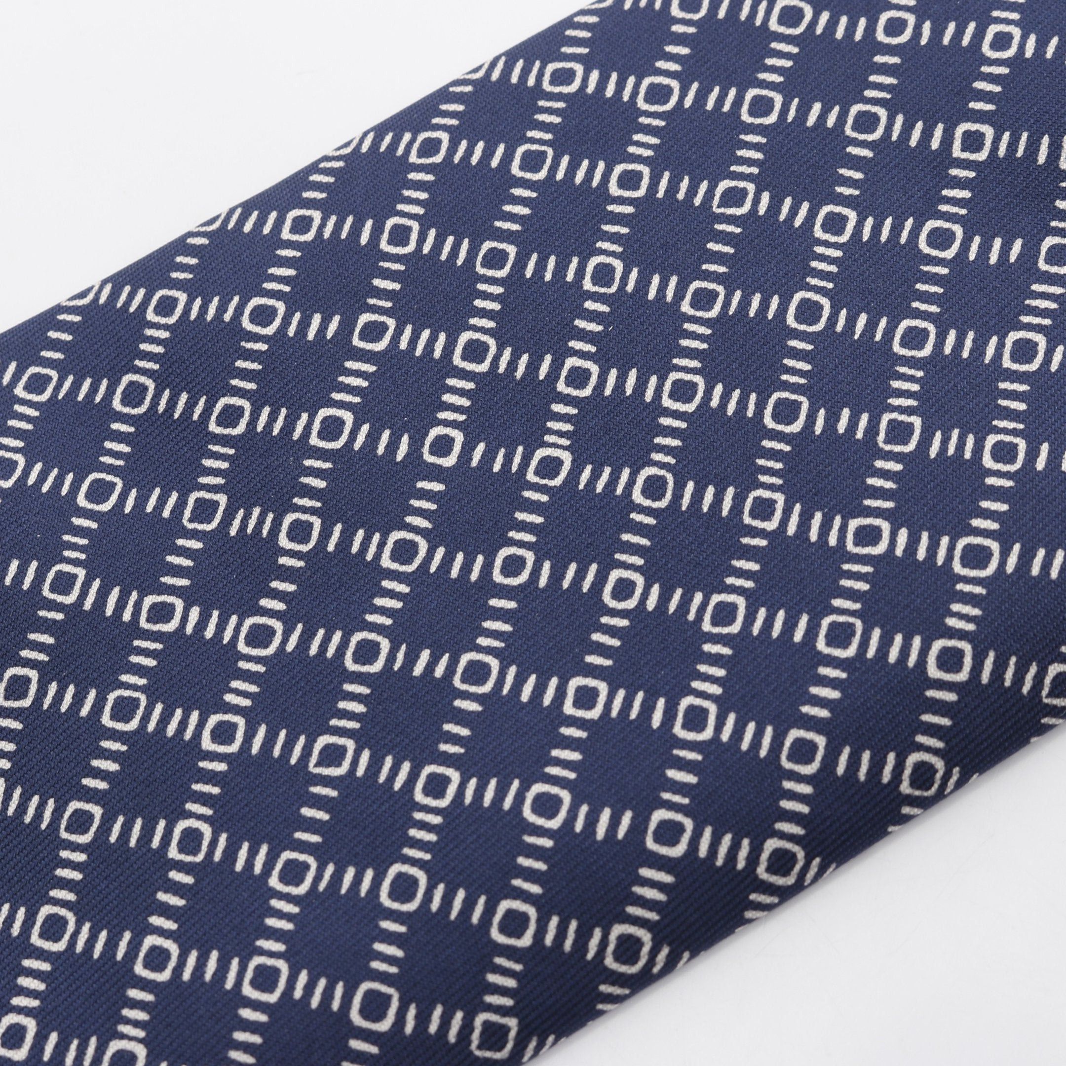 Hermes Hermes Tie Silk Navy White Size ONE SIZE - 7 Thumbnail