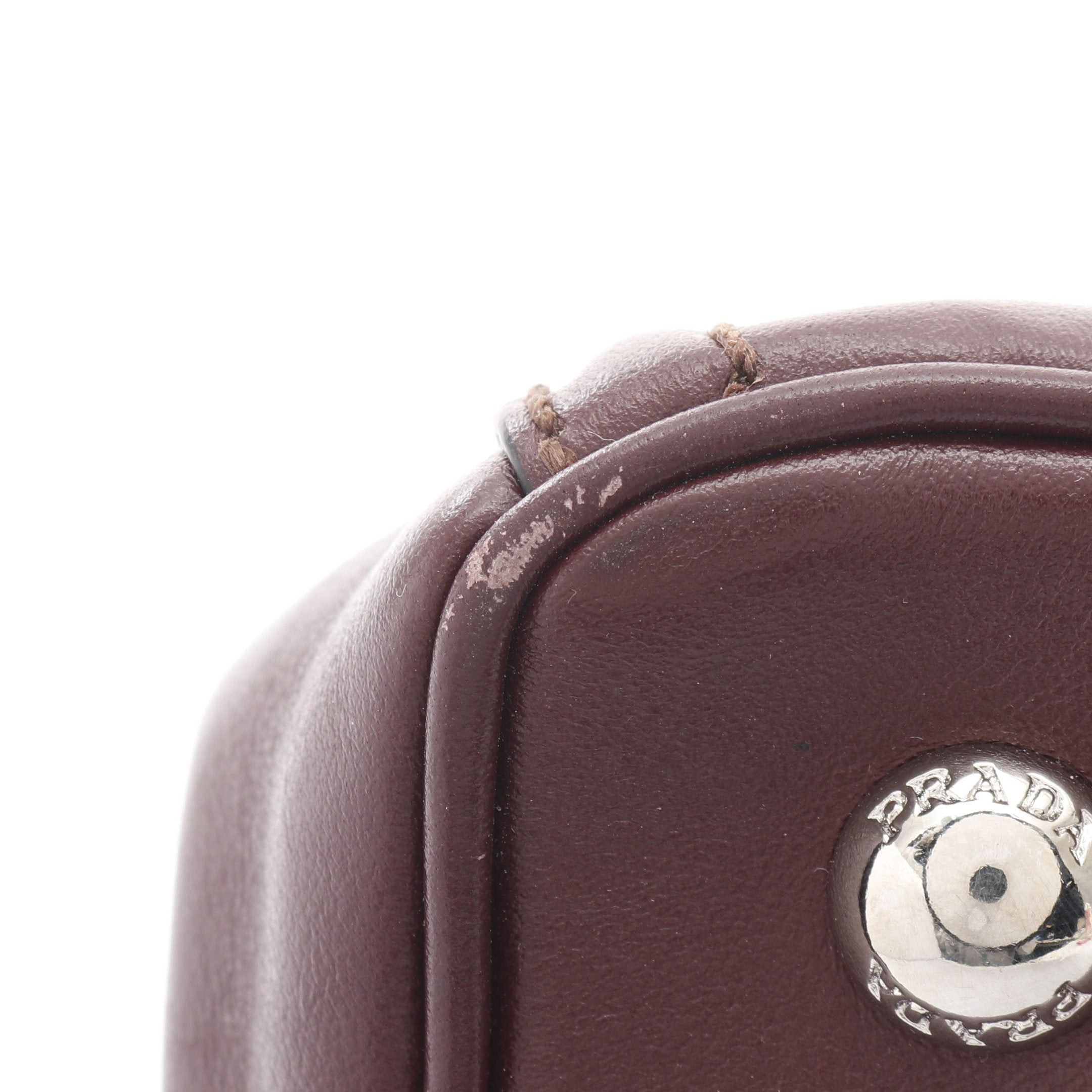 Prada Prada Soft Calf Handbag Tote Bag Leather Burgundy Size ONE SIZE - 9 Thumbnail