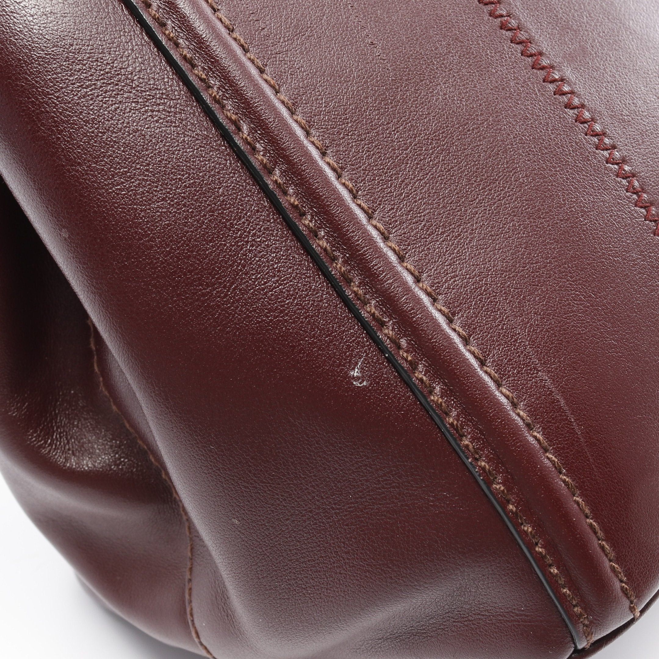 Prada Prada Soft Calf Handbag Tote Bag Leather Burgundy Size ONE SIZE - 6 Thumbnail