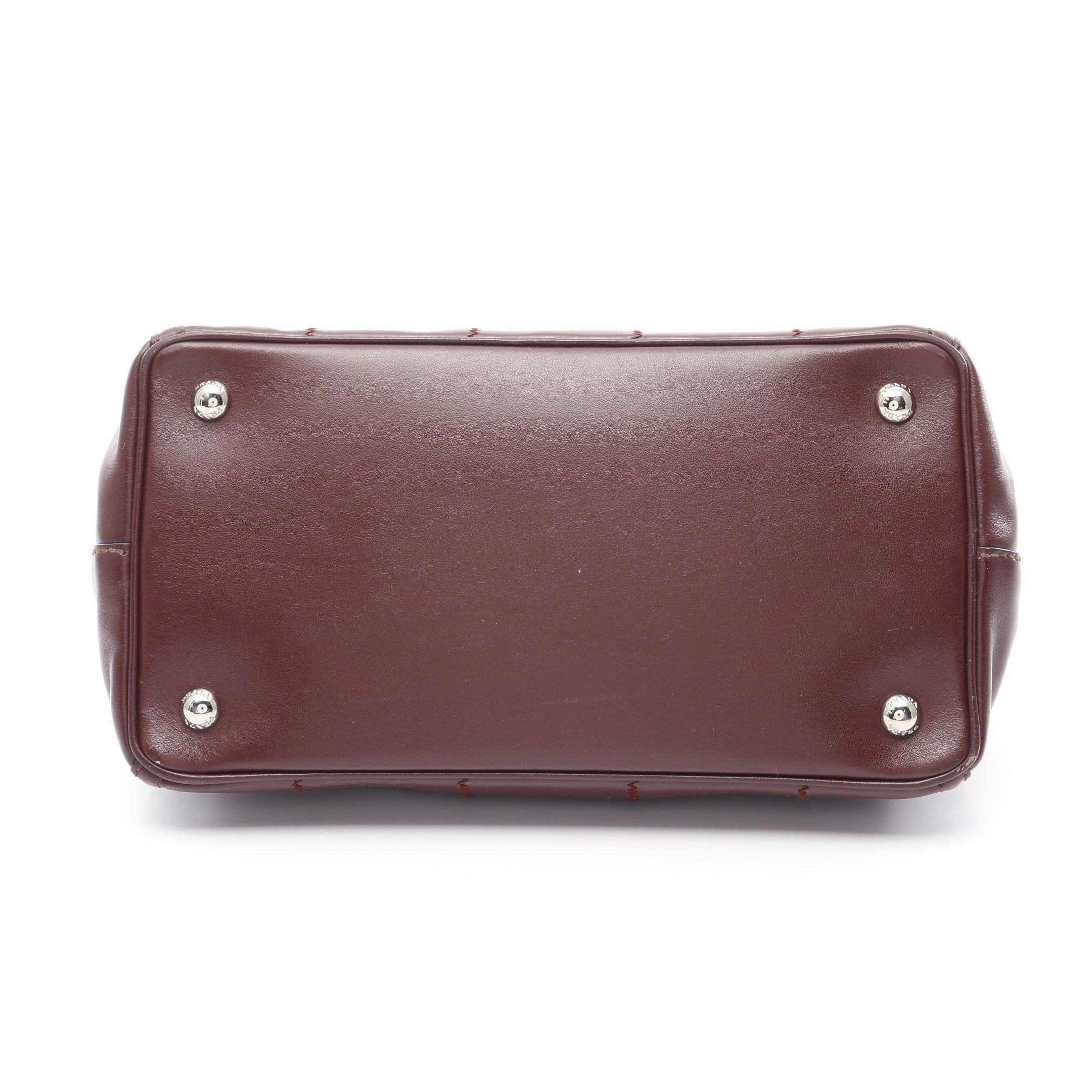 Prada Prada Soft Calf Handbag Tote Bag Leather Burgundy Size ONE SIZE - 13 Thumbnail