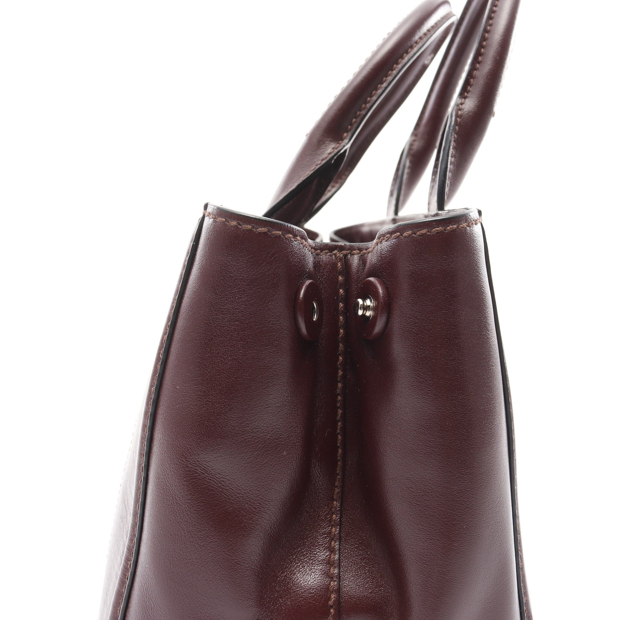 Prada Prada Soft Calf Handbag Tote Bag Leather Burgundy Size ONE SIZE - 11 Thumbnail