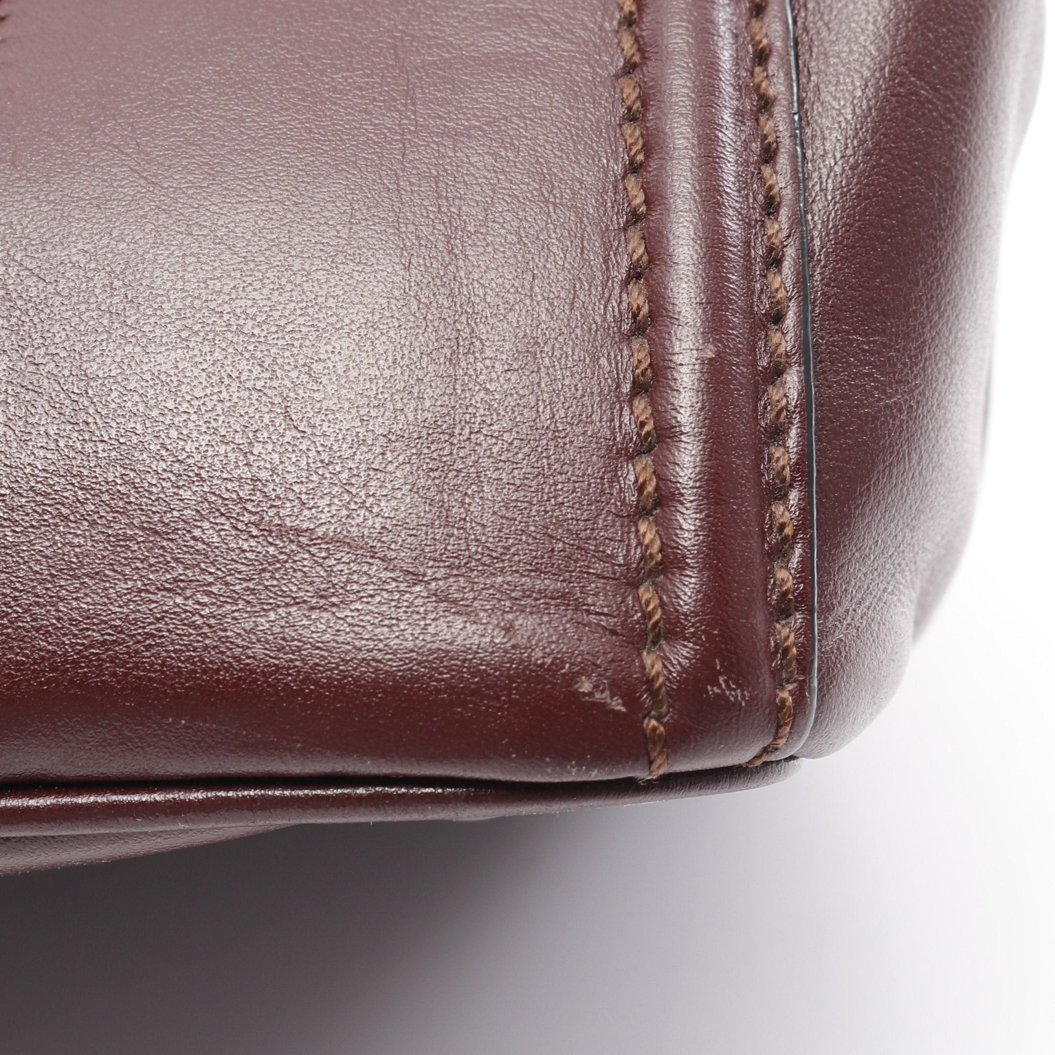 Prada Prada Soft Calf Handbag Tote Bag Leather Burgundy Size ONE SIZE - 8 Thumbnail