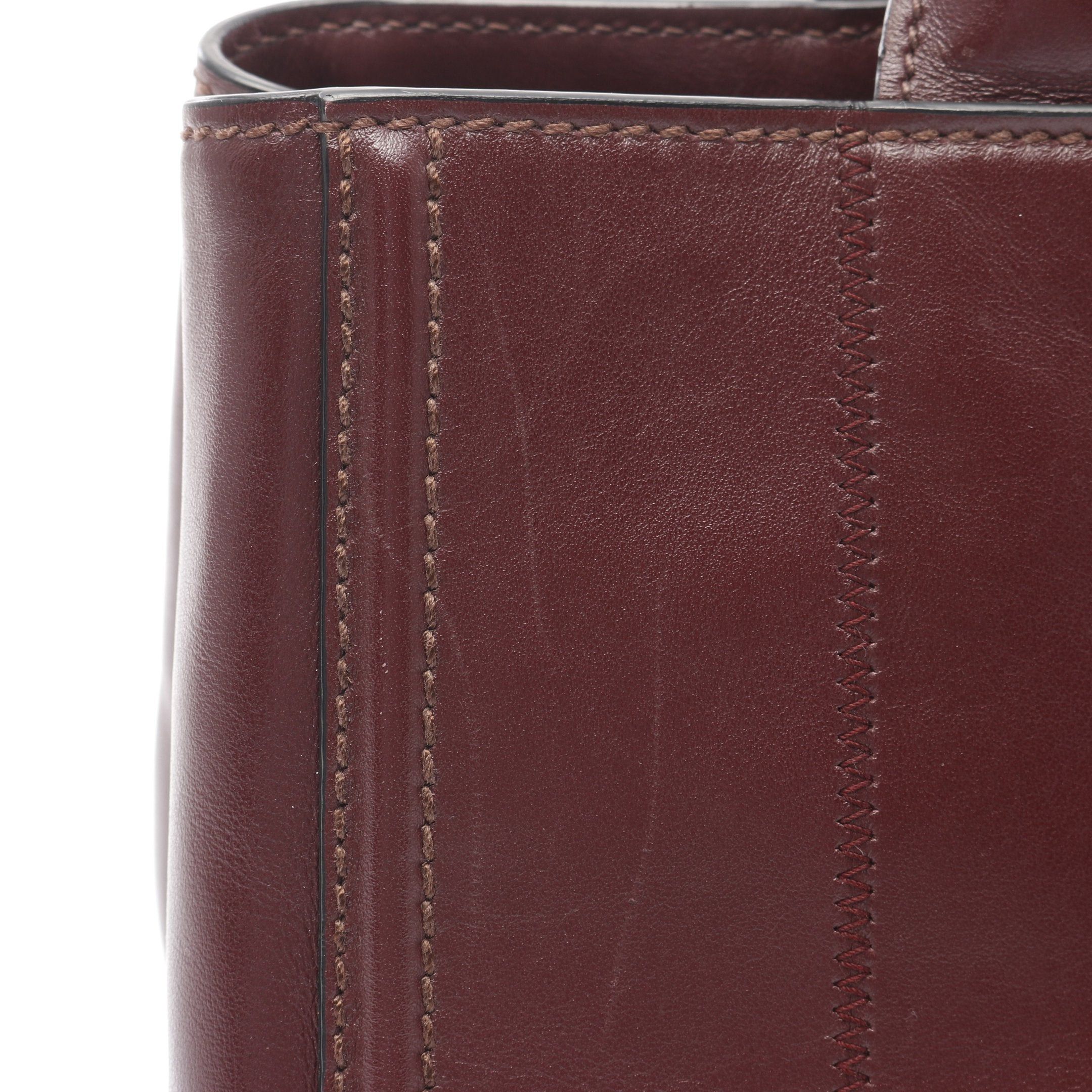 Prada Prada Soft Calf Handbag Tote Bag Leather Burgundy Size ONE SIZE - 5 Thumbnail