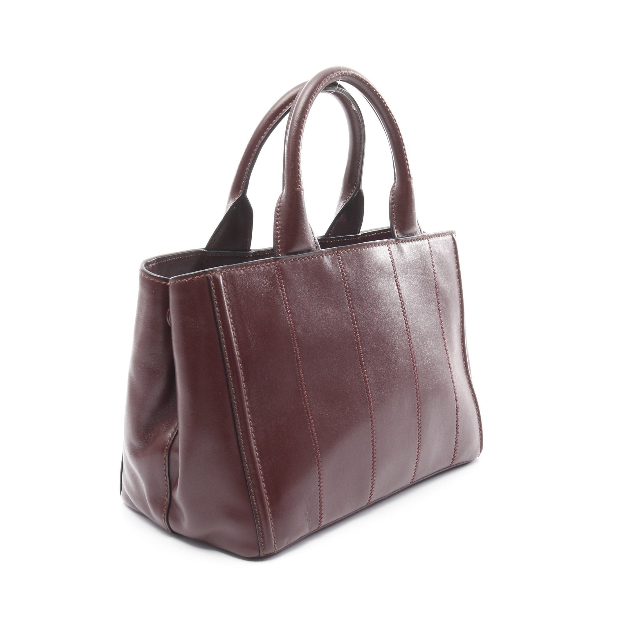 Prada Prada Soft Calf Handbag Tote Bag Leather Burgundy Size ONE SIZE - 2 Thumbnail