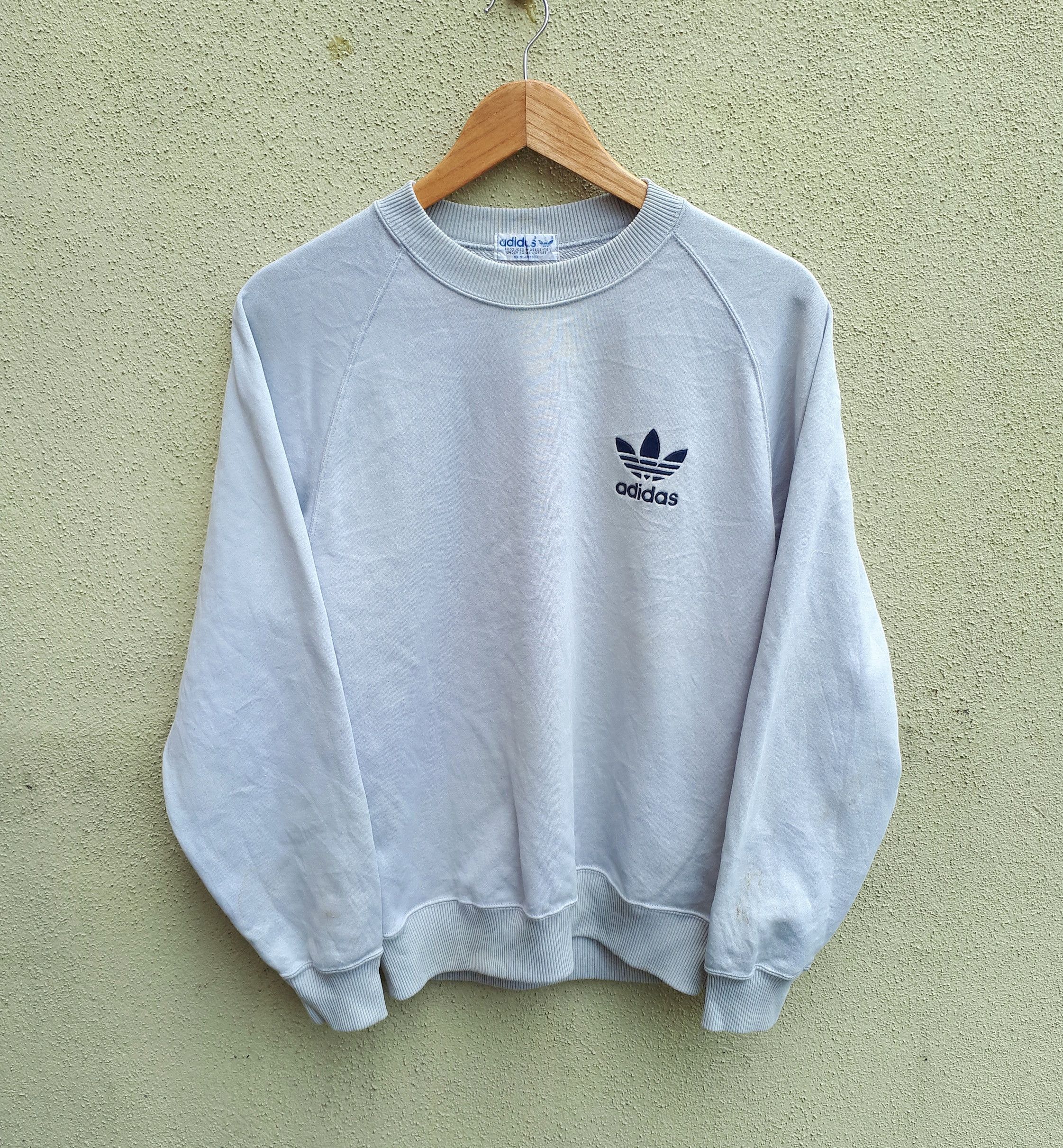 Adidas Vintage 80s Adidas Trefoil Sweatshirt Grey Color Embroidery Logo Sportswear Streetwear Crew Neck Pullover Sweatshirt Size 94 5 Jaspol Grailed