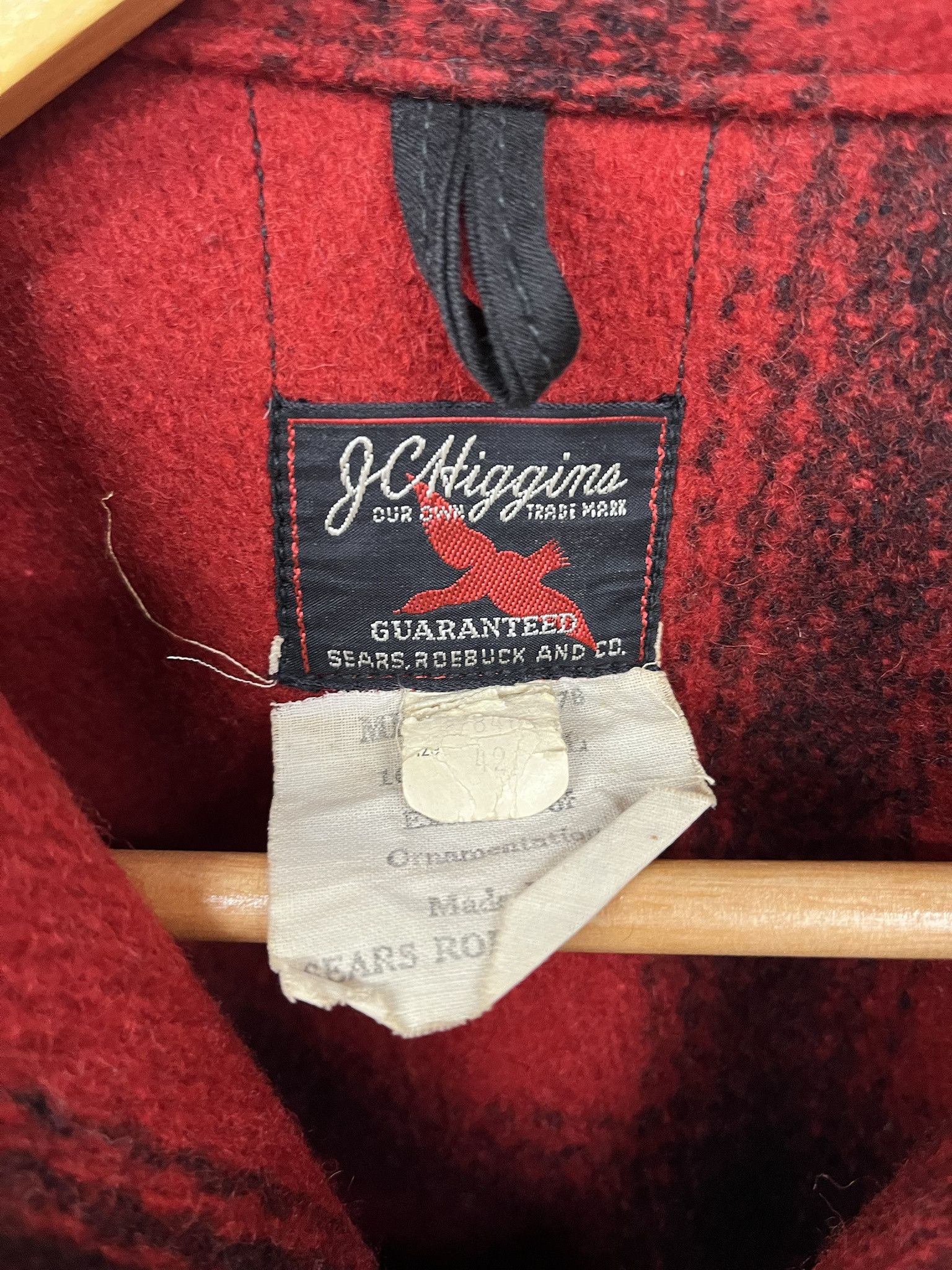 Filson × Vintage × Woolrich Woolen Mills Vintage 60s JC Higgins Red Wool Jacket Size L (42) Size US L / EU 52-54 / 3 - 3 Thumbnail