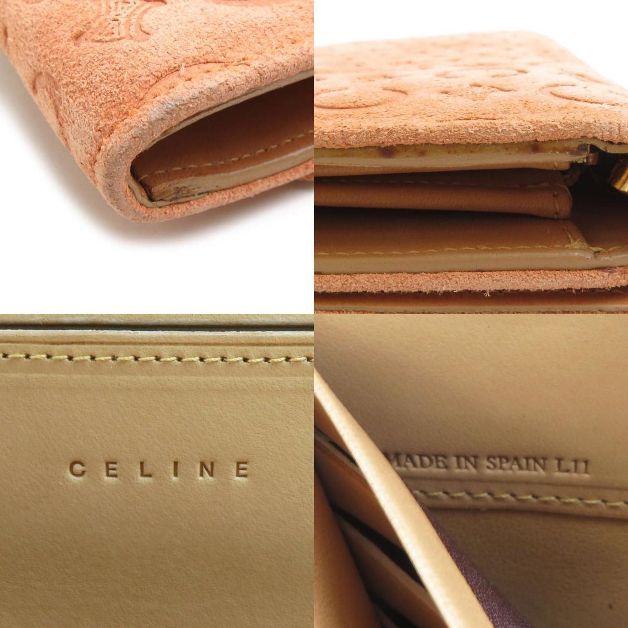 Celine CELINE Long Wallet Suede Orange Beige Women's e60237a Size ONE SIZE - 5 Thumbnail
