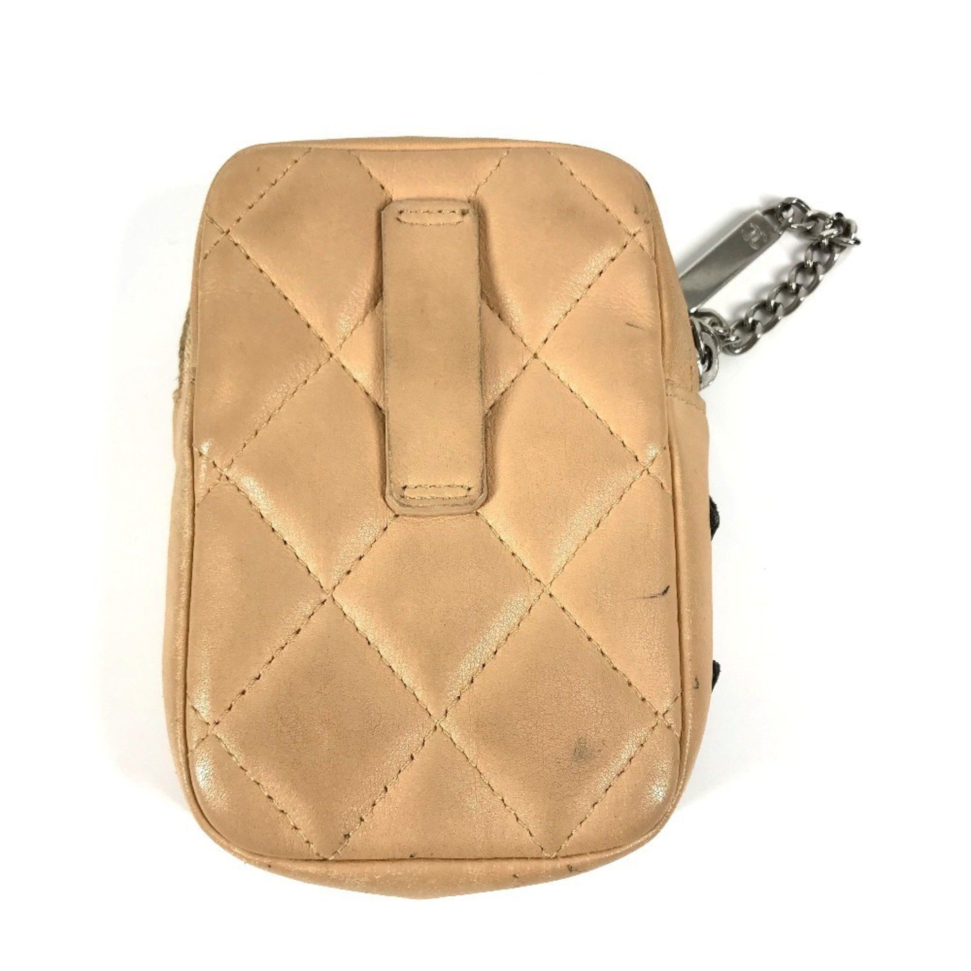 Chanel CHANEL A26732 Cambon Line CC Coco Mark Logo Cigarette Case Pouch  Leather Men's Women's Beige