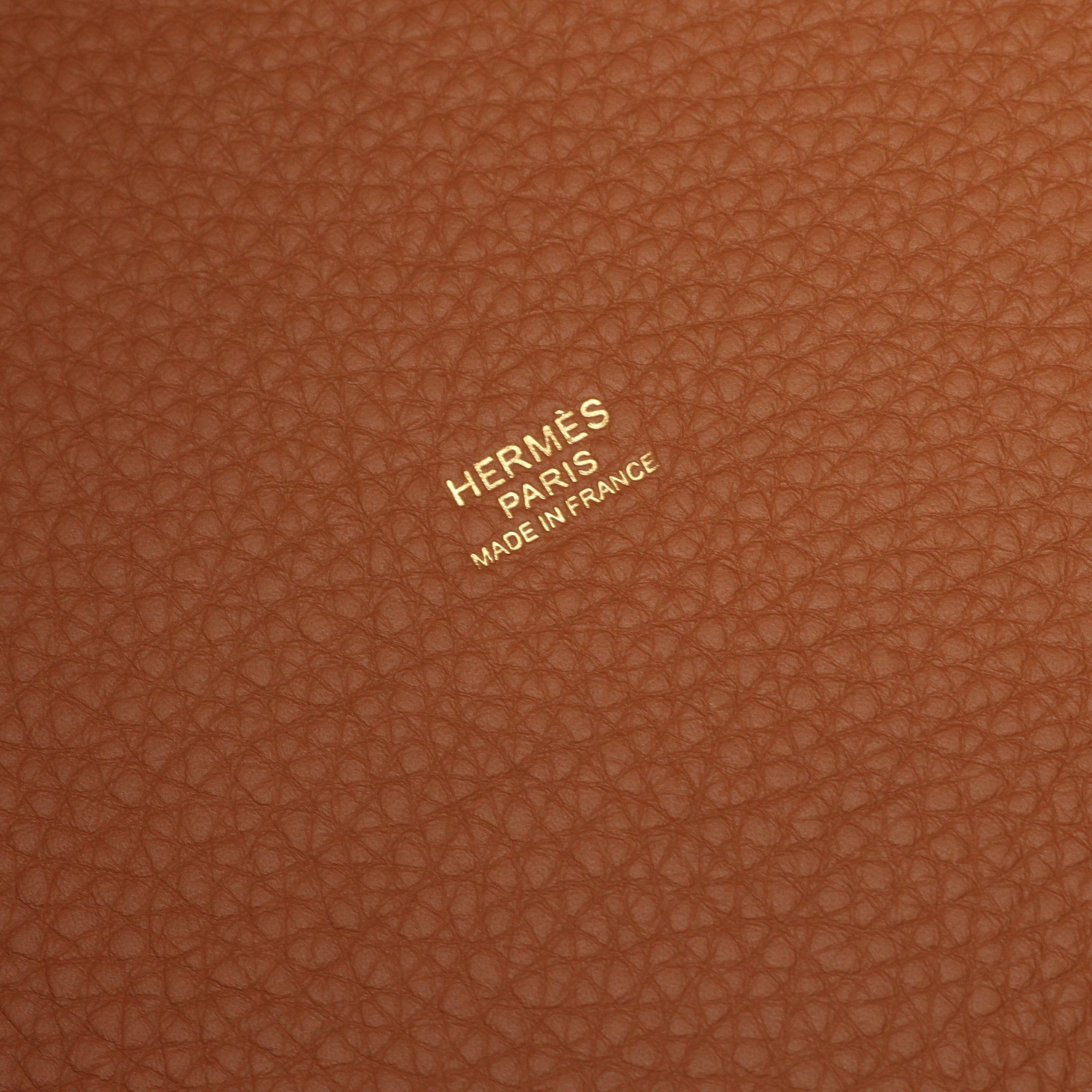 Hermes Hermes Picotane Lock Mm Gold Handbag Clemence Leather Light Brown Hardware Double Engraved Size ONE SIZE - 4 Thumbnail