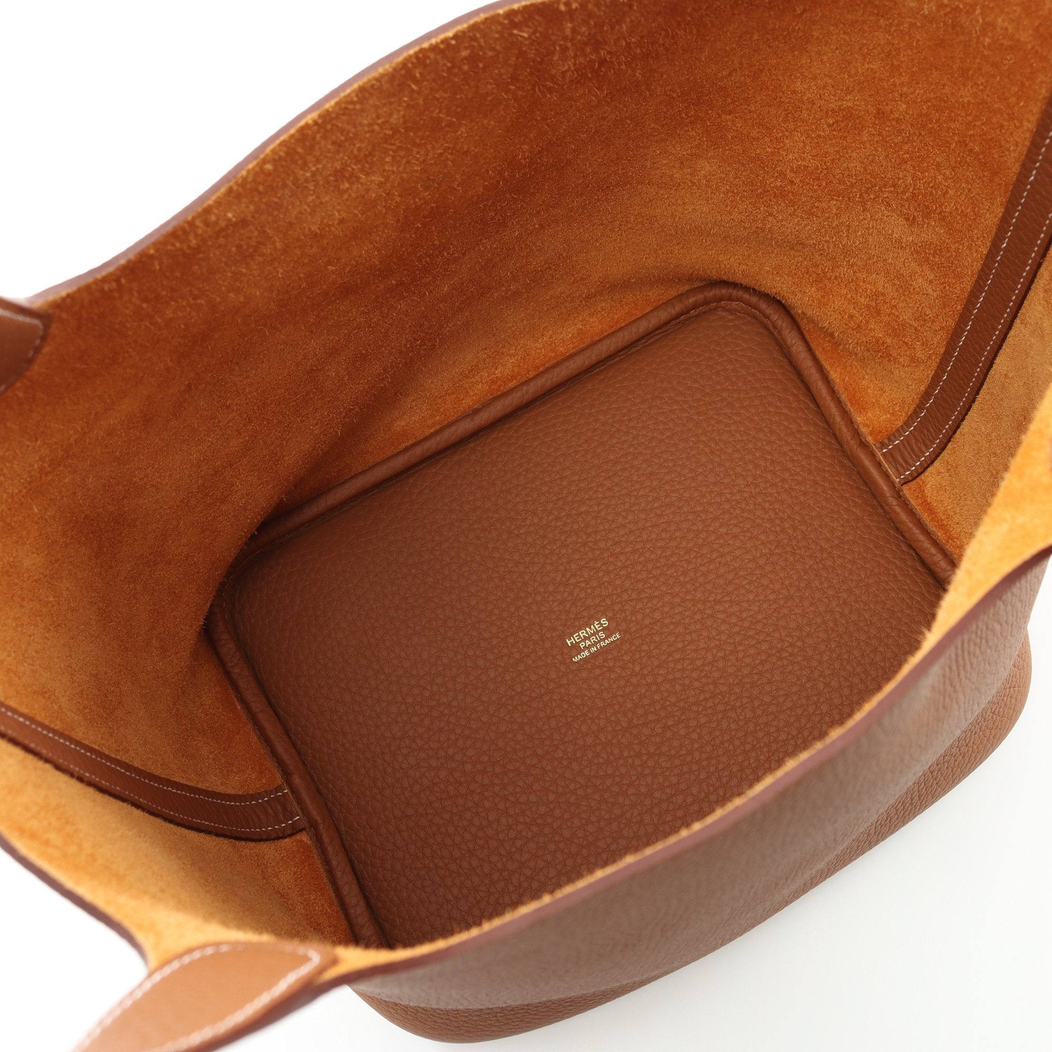 Hermes Hermes Picotane Lock Mm Gold Handbag Clemence Leather Light Brown Hardware Double Engraved Size ONE SIZE - 3 Thumbnail