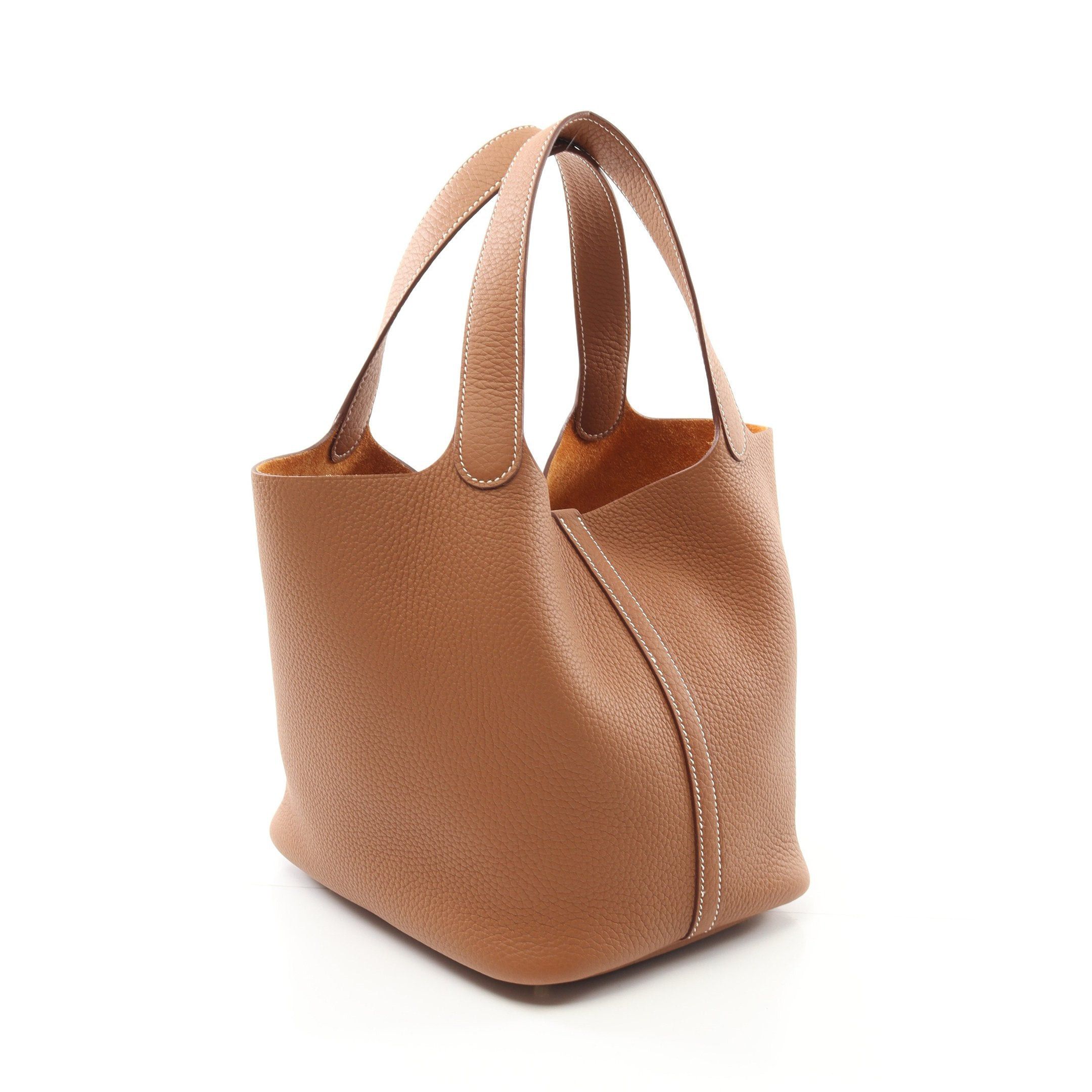Hermes Hermes Picotane Lock Mm Gold Handbag Clemence Leather Light Brown Hardware Double Engraved Size ONE SIZE - 2 Thumbnail