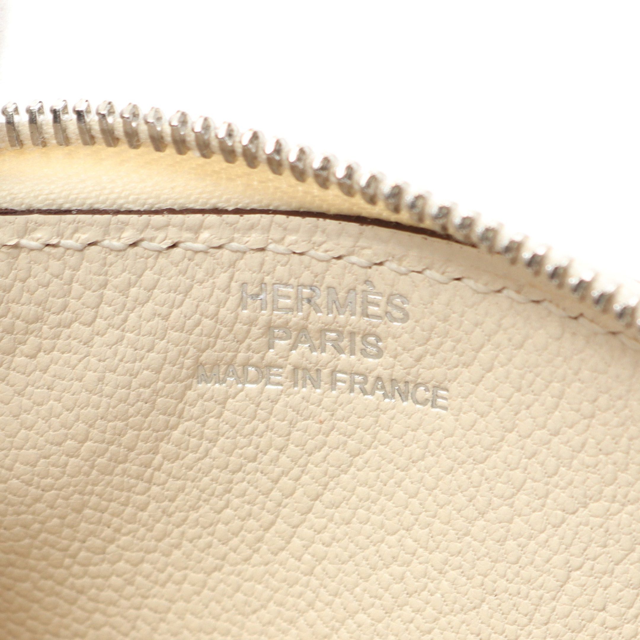 Hermes Hermes Paddock Nata Cuible Coin Purse Chevre Off White Brown Silver Hardware Z Stamp Size ONE SIZE - 4 Thumbnail