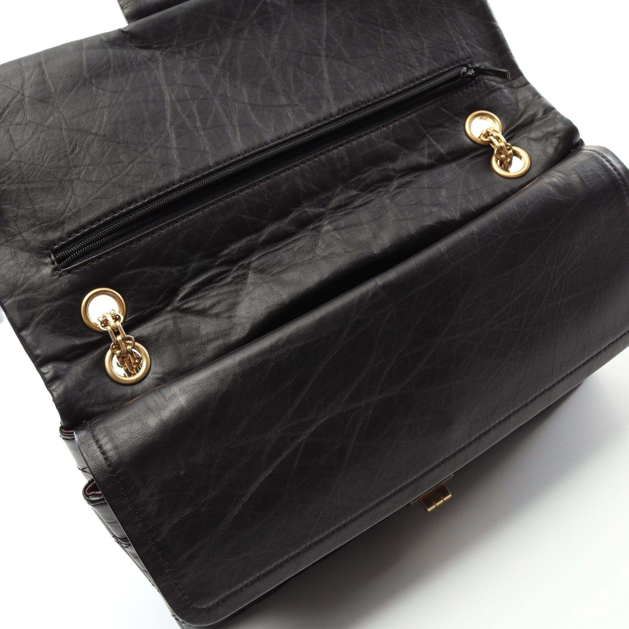 Chanel Chanel 2.55 Matelasse Maxi Double Flap Chain Shoulder Bag Aged Calfskin Black Gold Hardware Size ONE SIZE - 7 Thumbnail