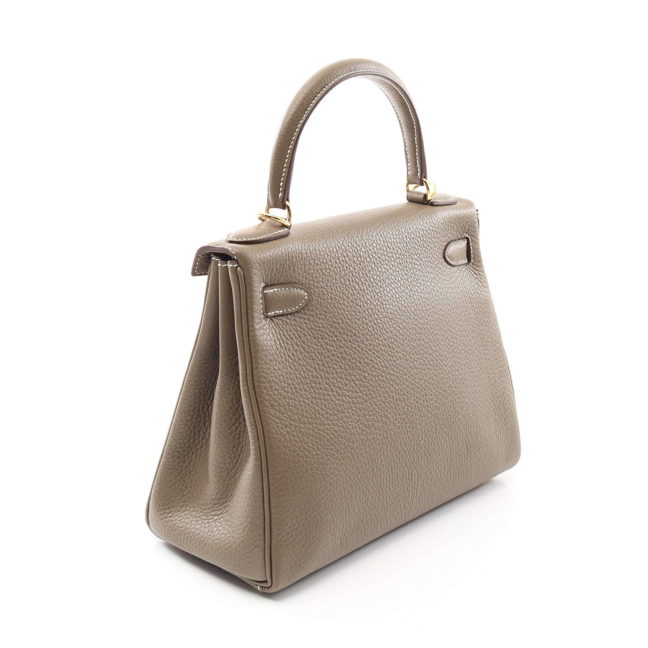 Hermes Hermes Kelly28 Etoupe Handbag Clemence Leather Gray Brown Gold Hardware Inner Stitch Double Engraved Size ONE SIZE - 2 Thumbnail