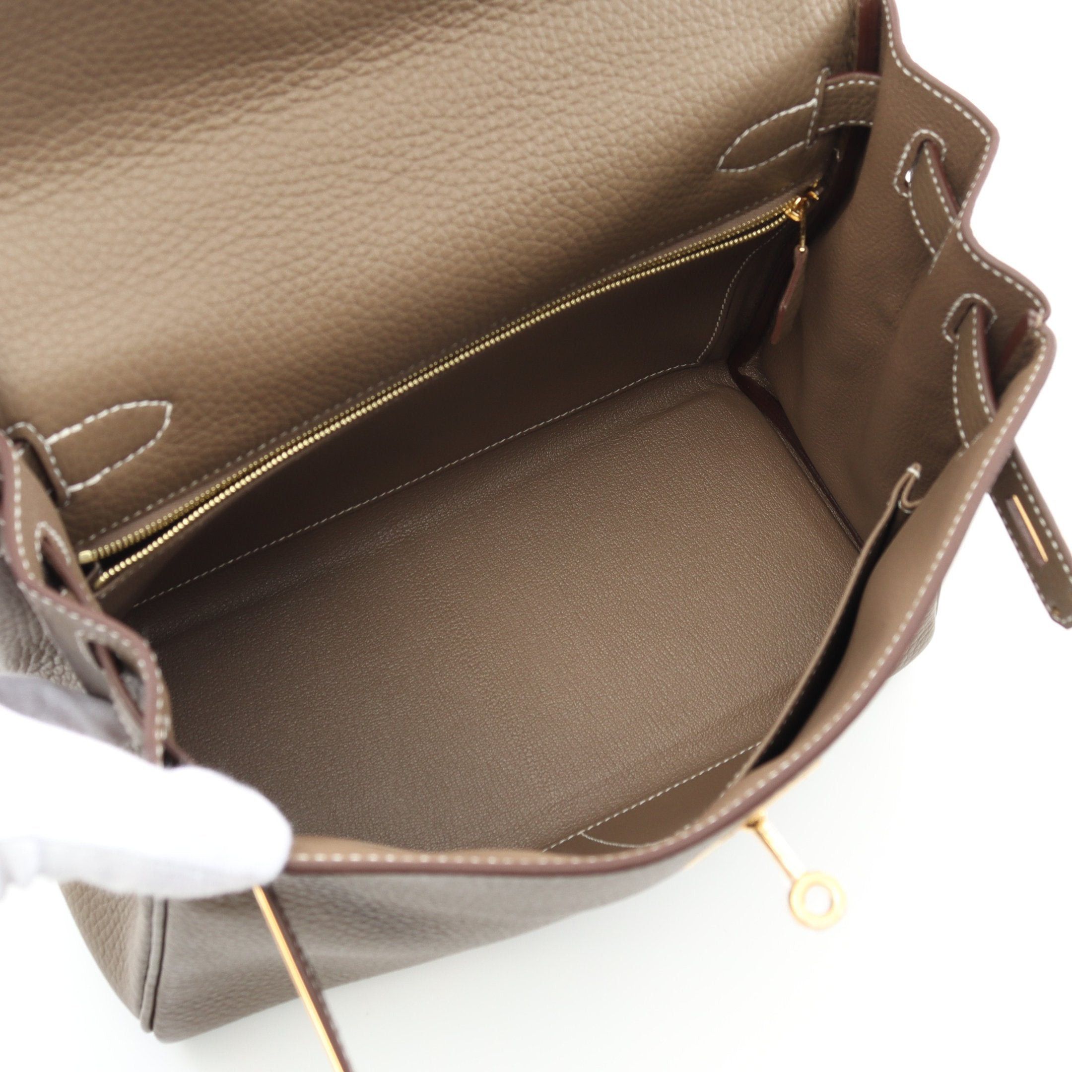 Hermes Hermes Kelly28 Etoupe Handbag Clemence Leather Gray Brown Gold Hardware Inner Stitch Double Engraved Size ONE SIZE - 3 Thumbnail