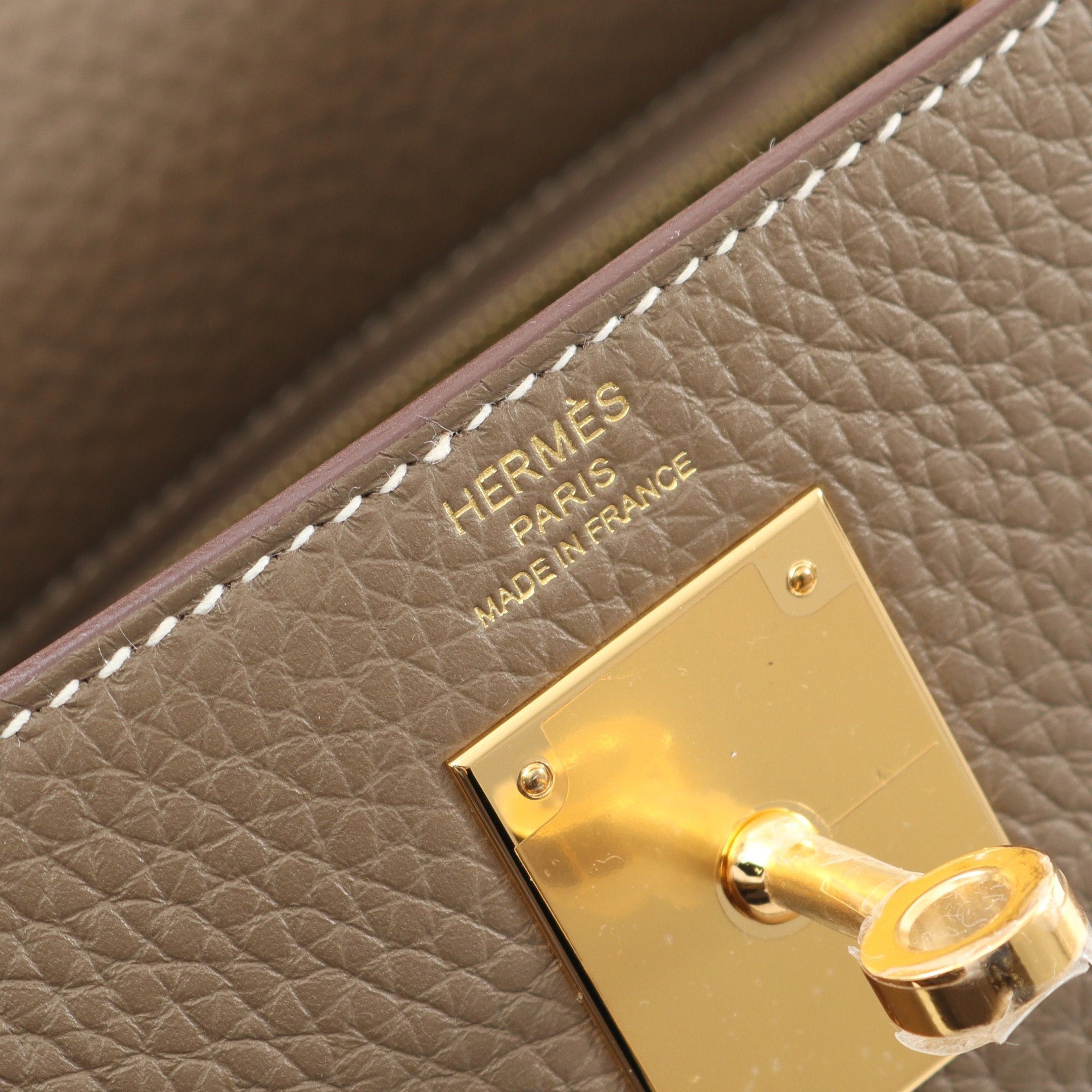 Hermes Hermes Kelly28 Etoupe Handbag Clemence Leather Gray Brown Gold Hardware Inner Stitch Double Engraved Size ONE SIZE - 4 Thumbnail