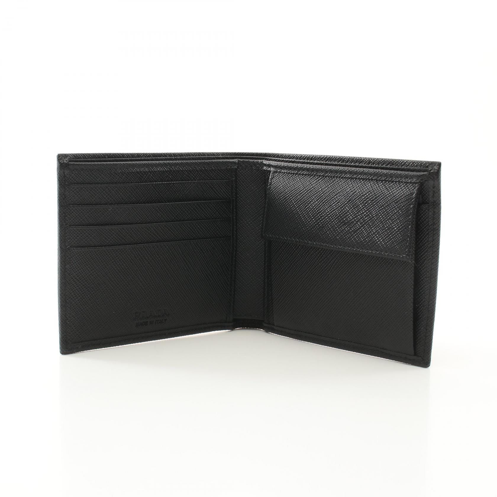 Prada Prada Bi-Fold Wallet Nylon Saffiano Leather Black Size ONE SIZE - 3 Thumbnail