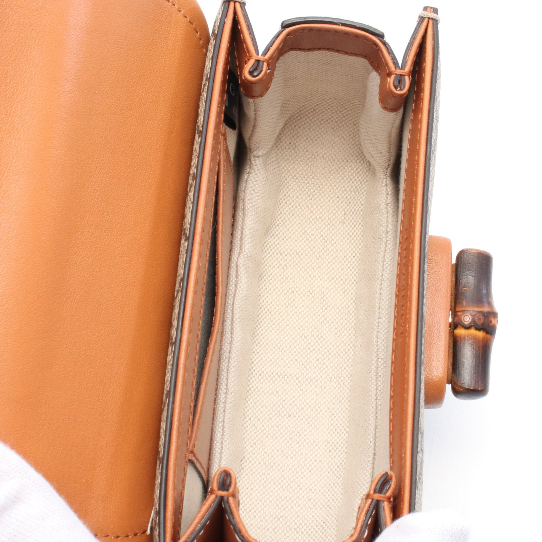 Gucci Gucci Bamboo 1947 Mini Belt Bag Body Waist Leather Beige Dark Brown Size ONE SIZE - 3 Thumbnail