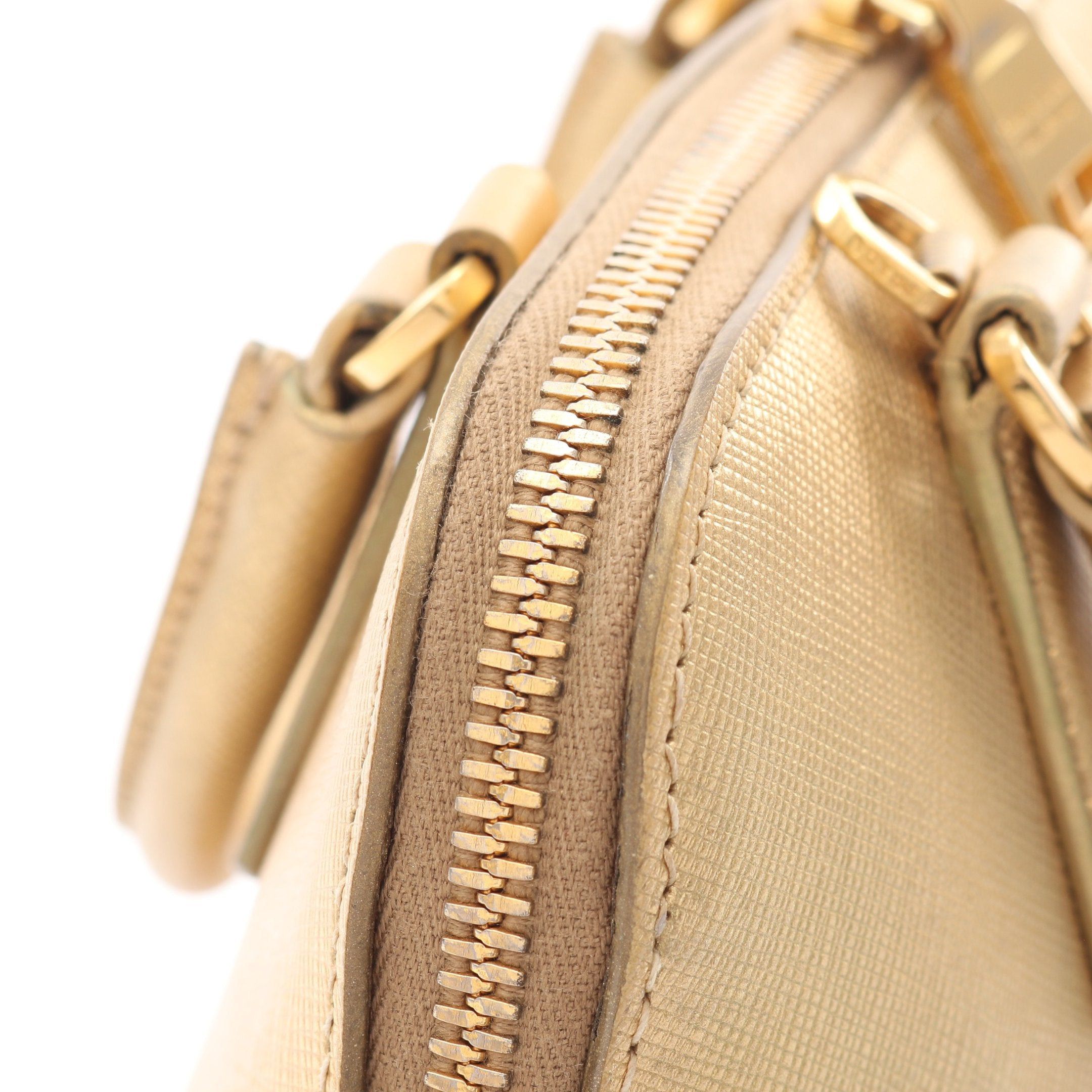 Prada Handbag Saffiano Leather Gold