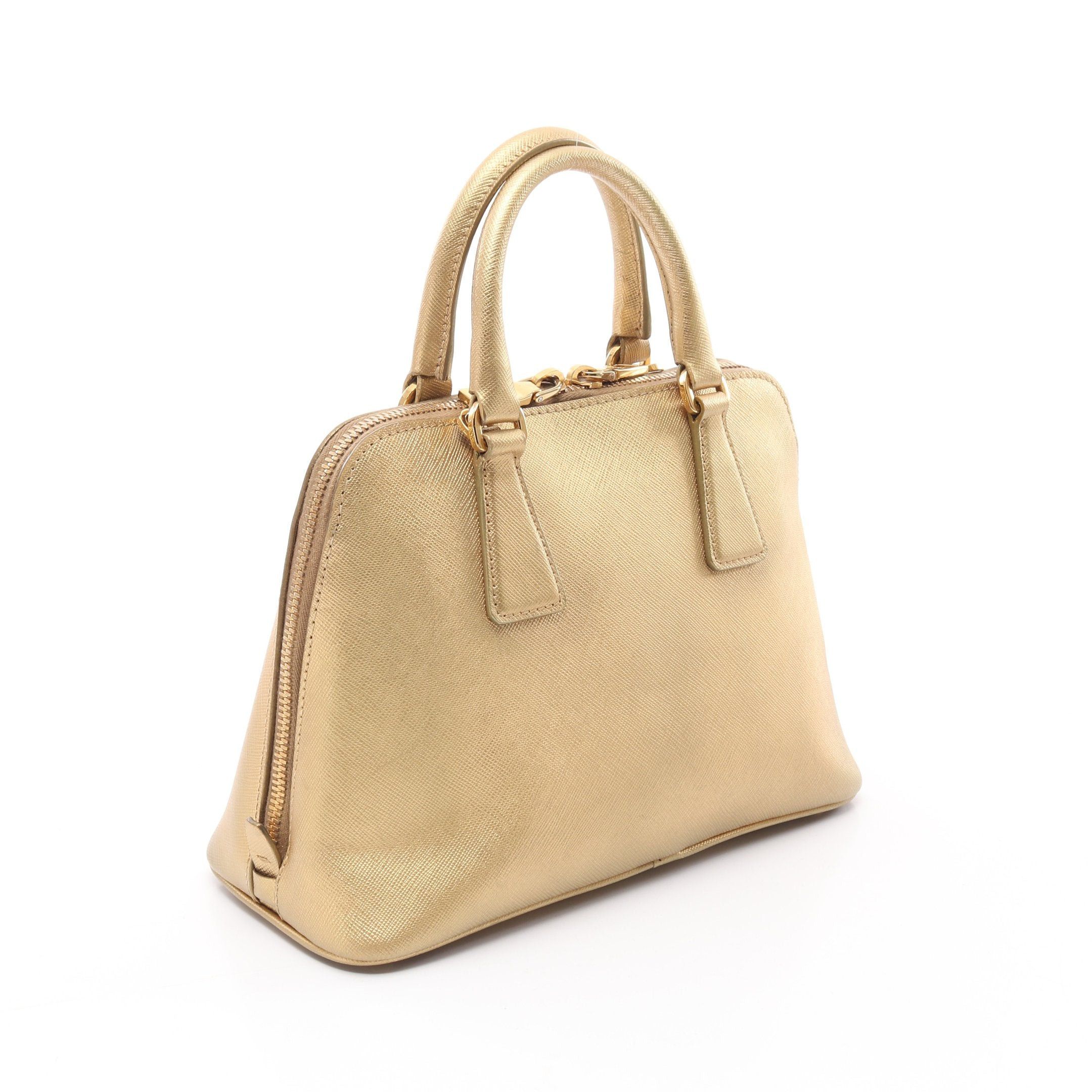 Prada Handbag Saffiano Leather Gold
