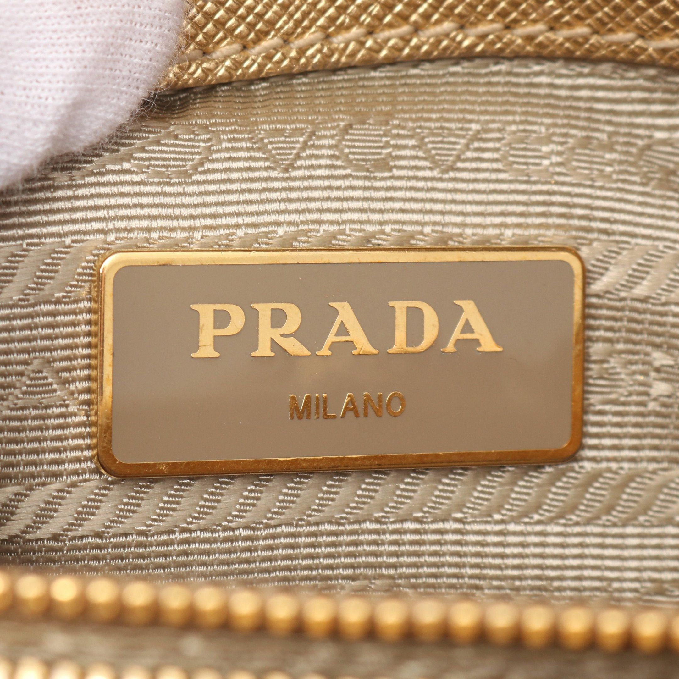 Prada Handbag Saffiano Leather Gold
