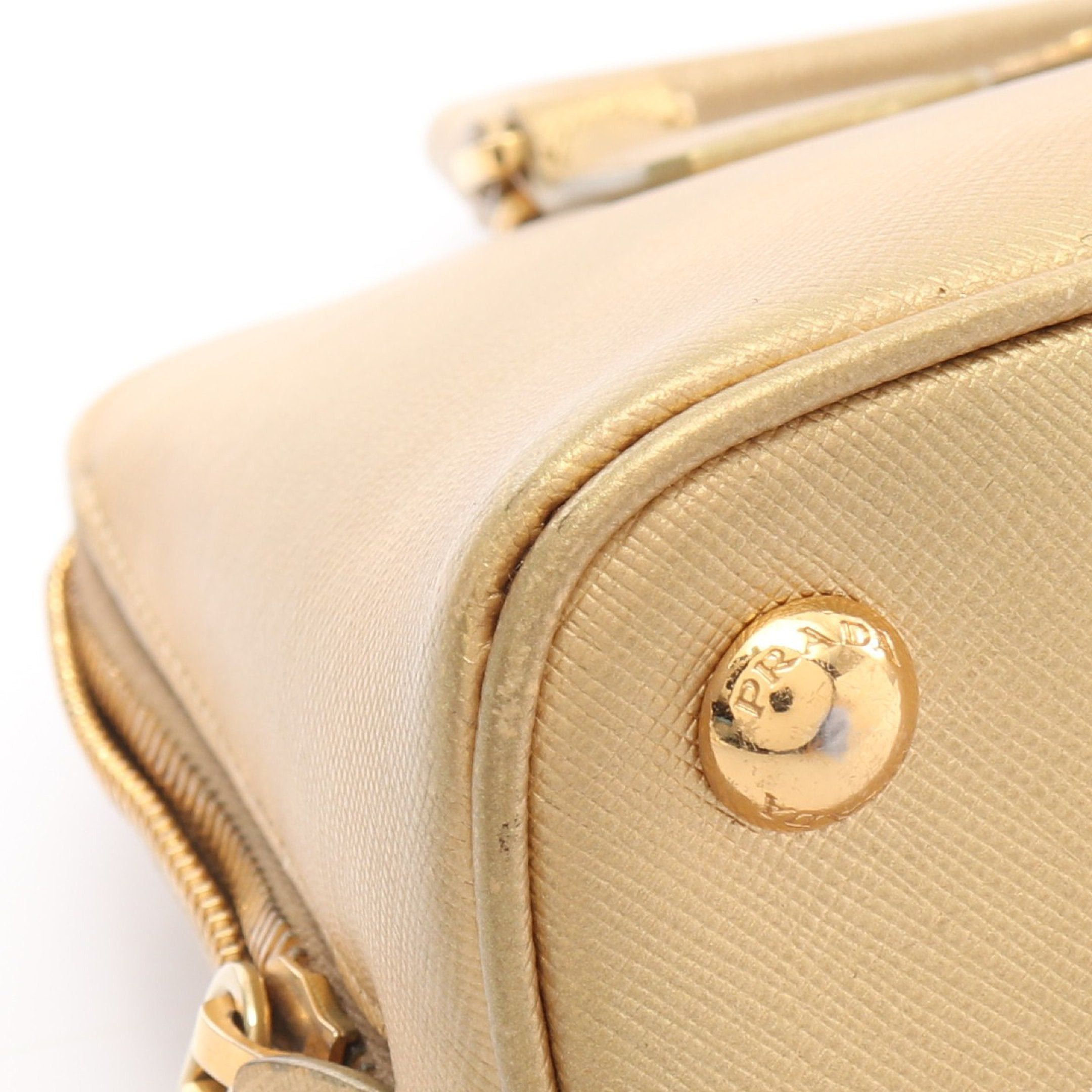 Prada Handbag Saffiano Leather Gold
