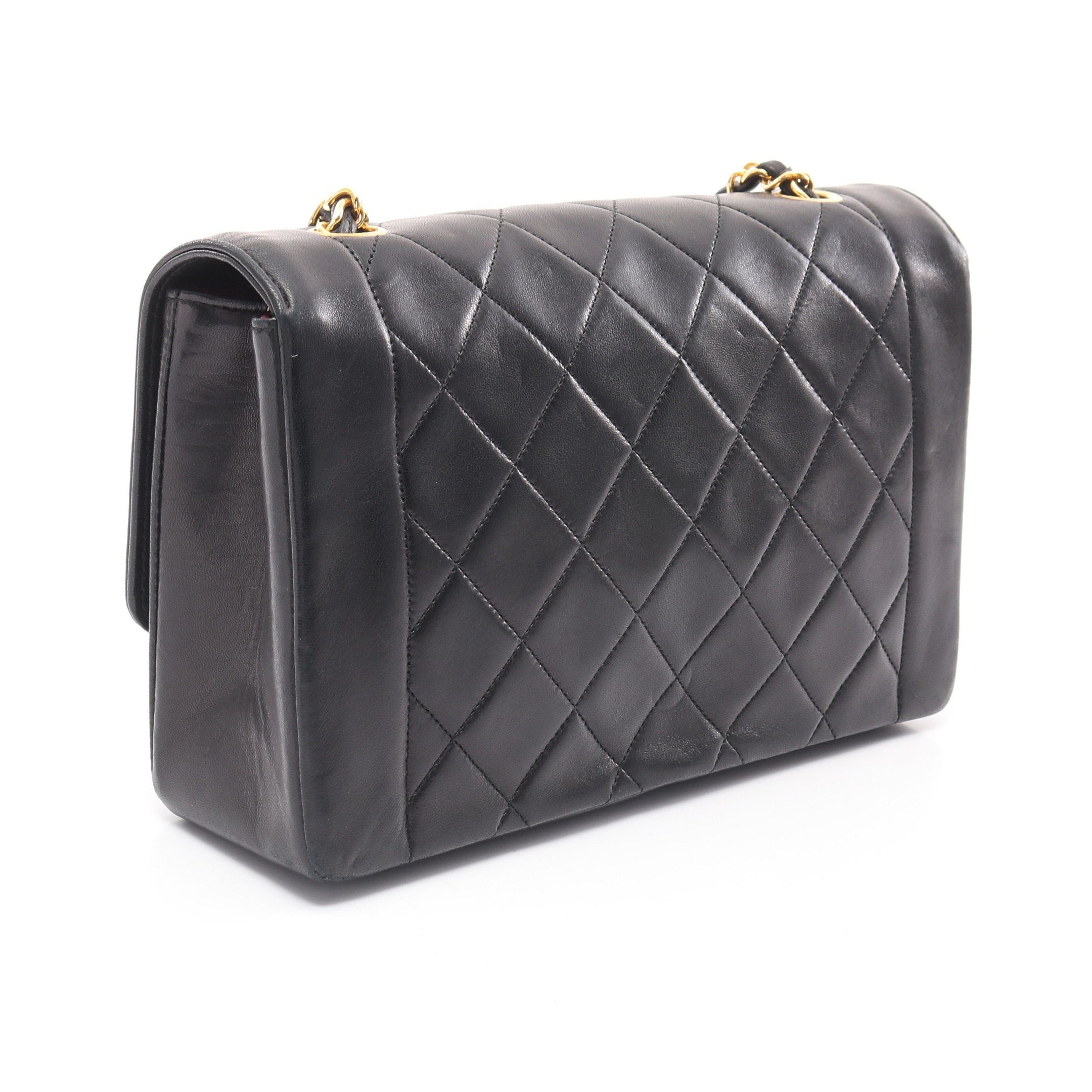 Chanel Chanel Matelasse Diana Flap Chain Shoulder Bag Lambskin Black Gold Hardware Size ONE SIZE - 2 Thumbnail
