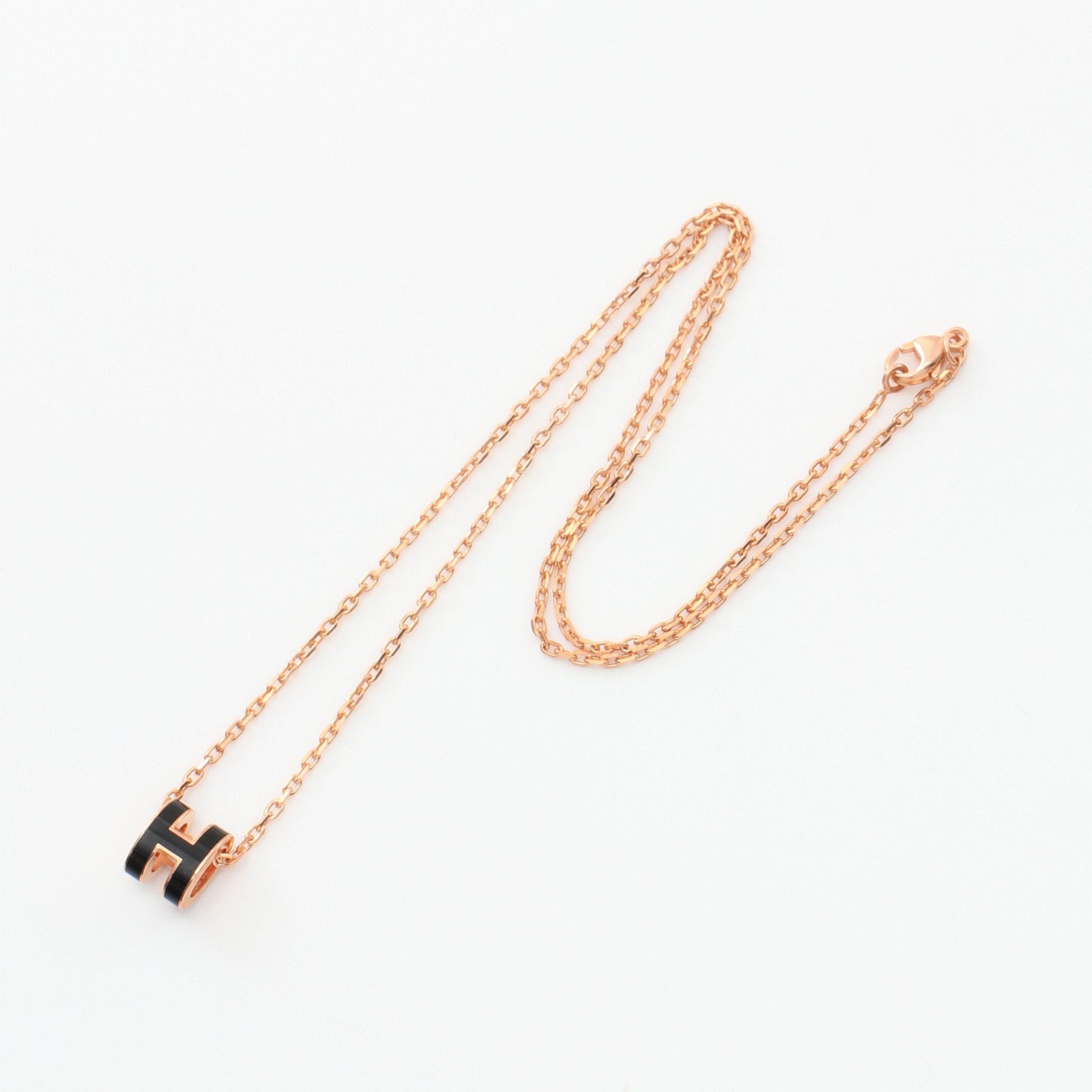 Hermes Hermes Mini Pop H Necklace Gp Pink Gold Black Size ONE SIZE - 2 Thumbnail
