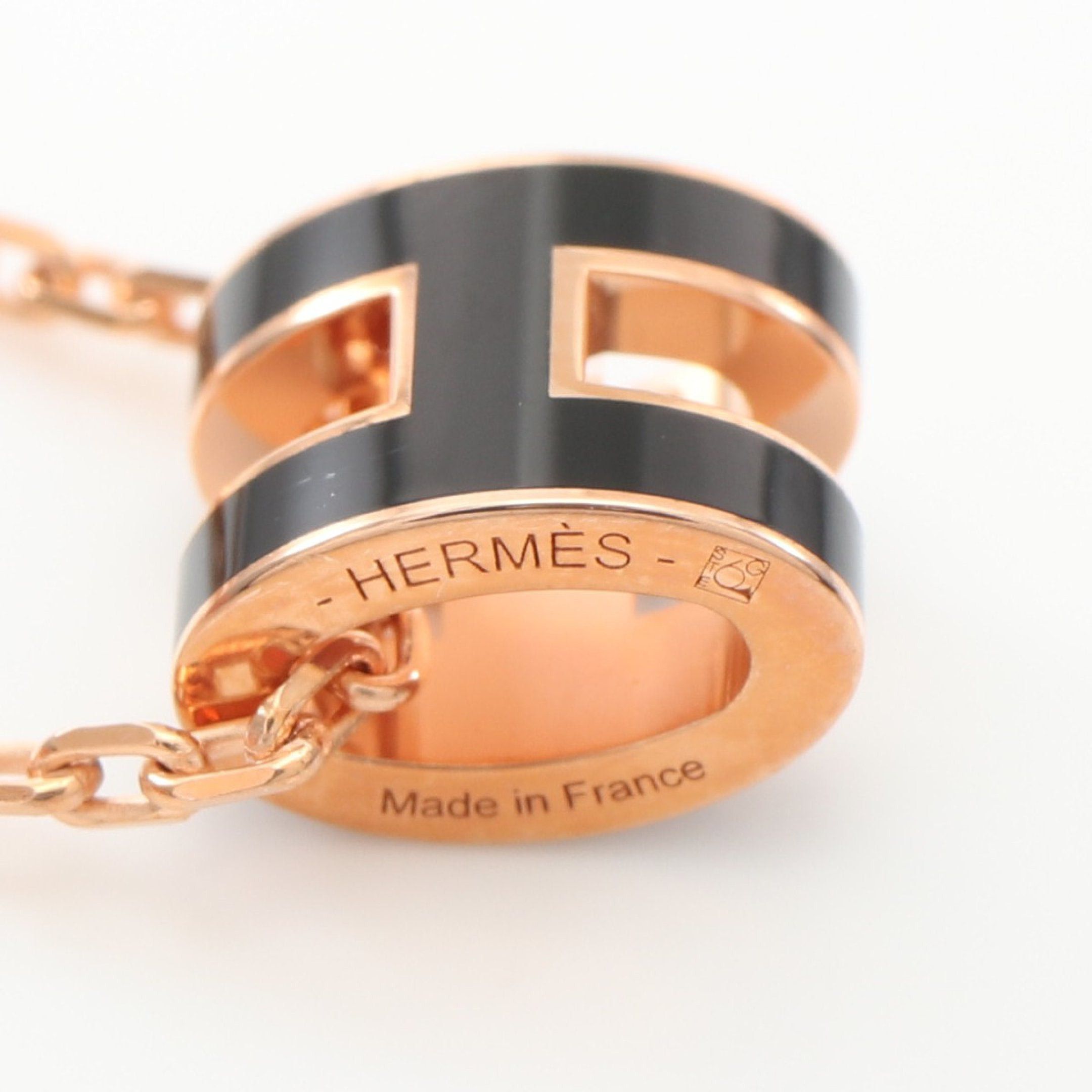 Hermes Hermes Mini Pop H Necklace Gp Pink Gold Black Size ONE SIZE - 4 Thumbnail
