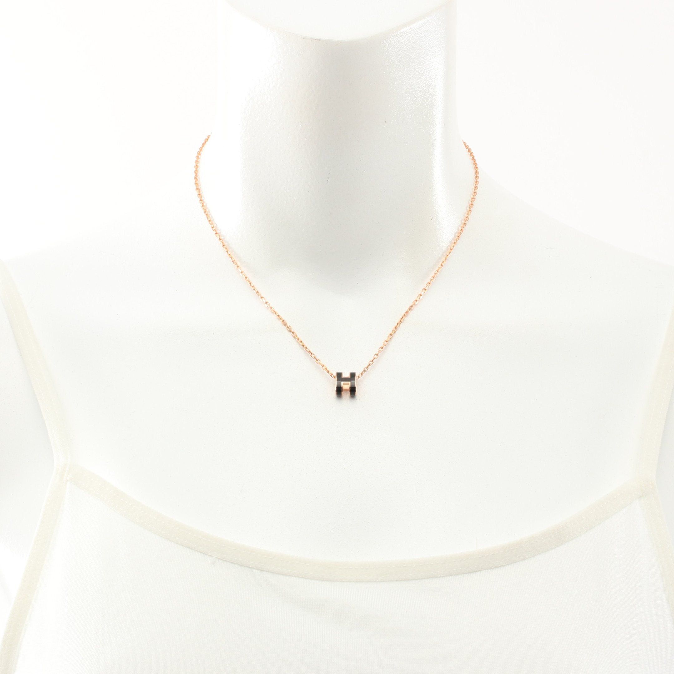 Hermes Hermes Mini Pop H Necklace Gp Pink Gold Black Size ONE SIZE - 5 Thumbnail