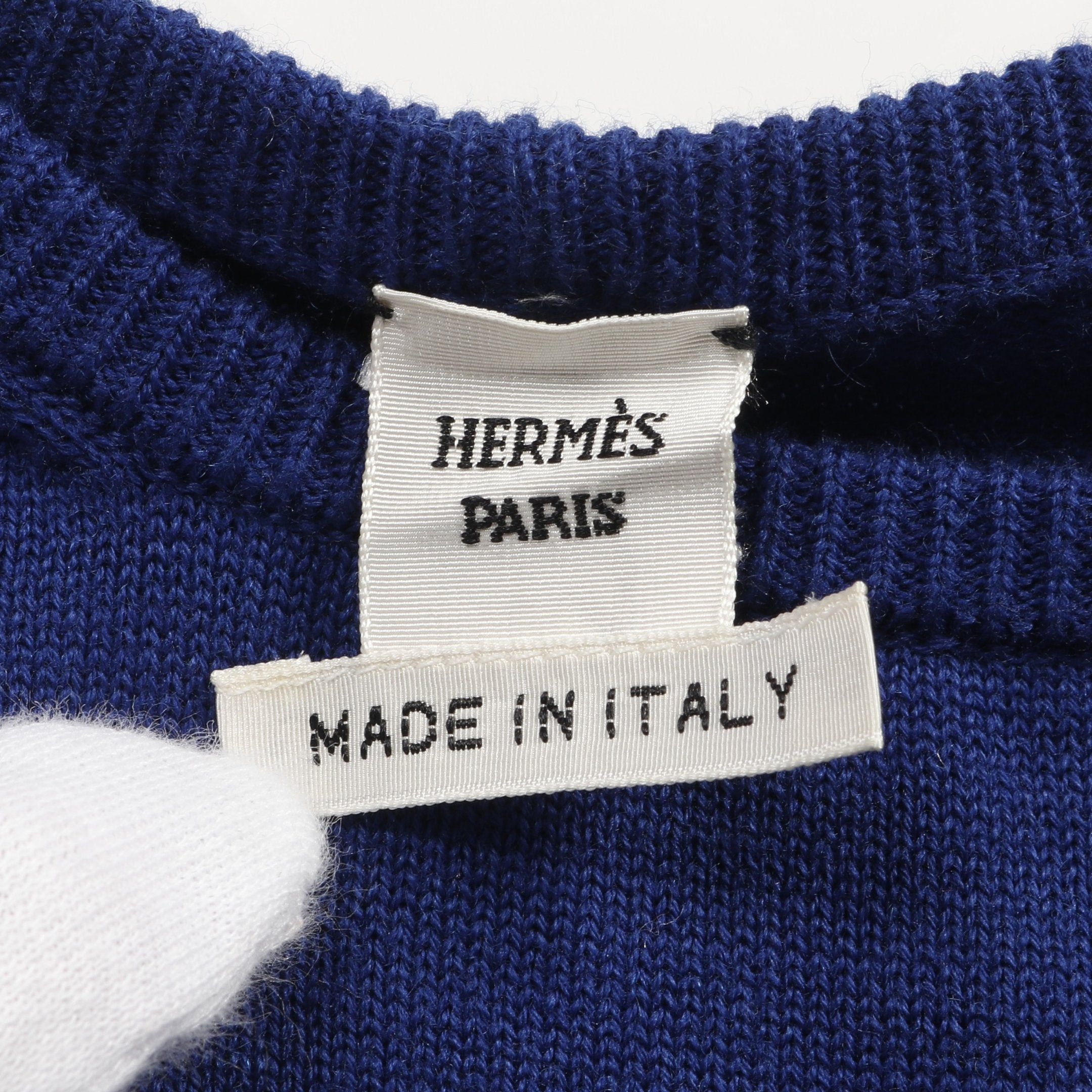 Hermes Hermes Camisole Knit Dress Silk Cotton Cashmere Blue Navy Brown Color-Block Size ONE SIZE - 3 Thumbnail