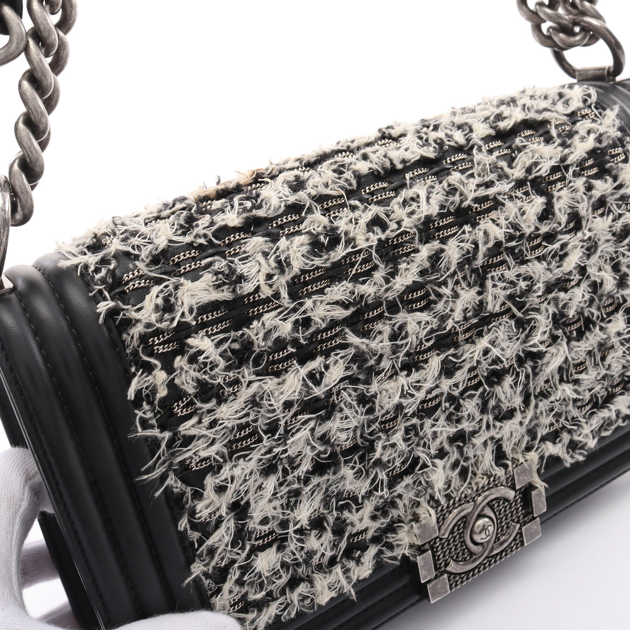 Chanel Chanel Boy Chanel Chain Shoulder Bag Leather Tweed Black White Antique Silver Hardware Size ONE SIZE - 8 Thumbnail