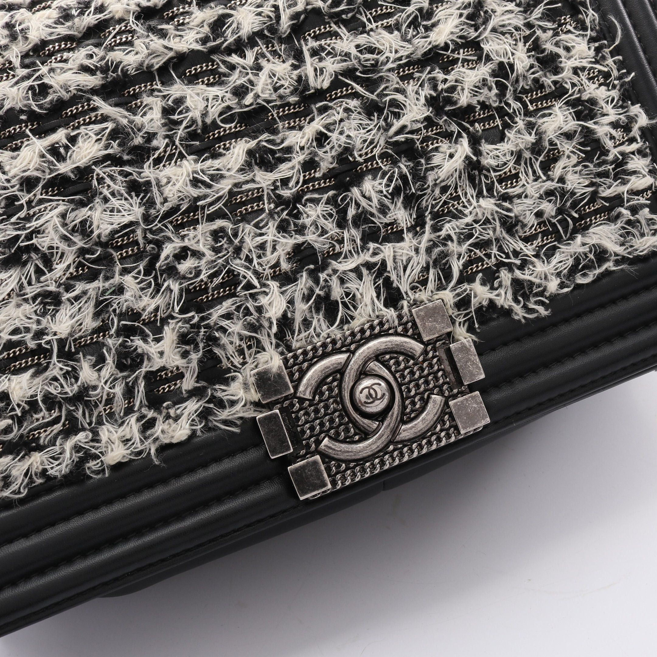 Chanel Chanel Boy Chanel Chain Shoulder Bag Leather Tweed Black White Antique Silver Hardware Size ONE SIZE - 7 Thumbnail