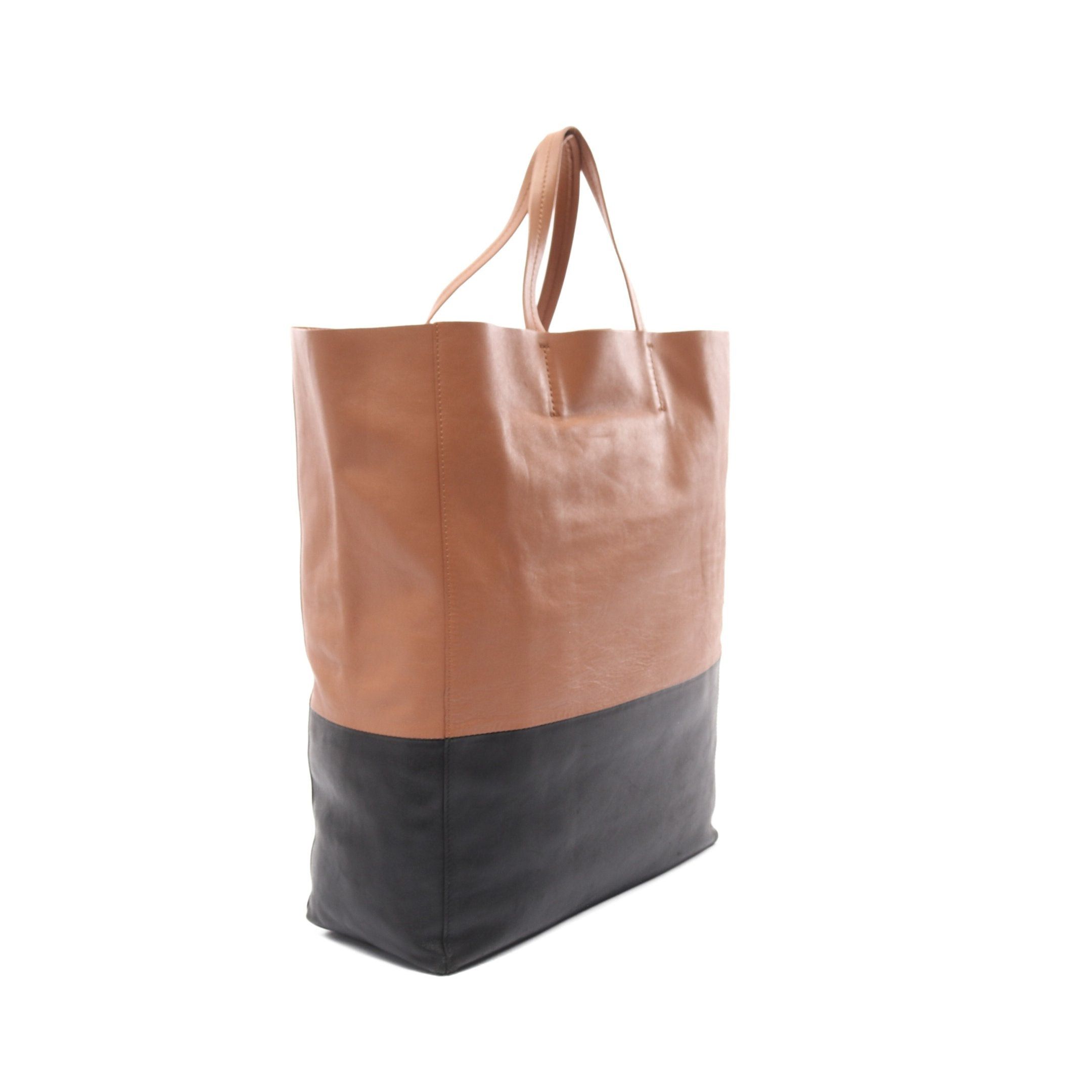Celine Celine Horizontal Hippopotamus Handbag Tote Bag Leather Light Brown Black Size ONE SIZE - 2 Thumbnail