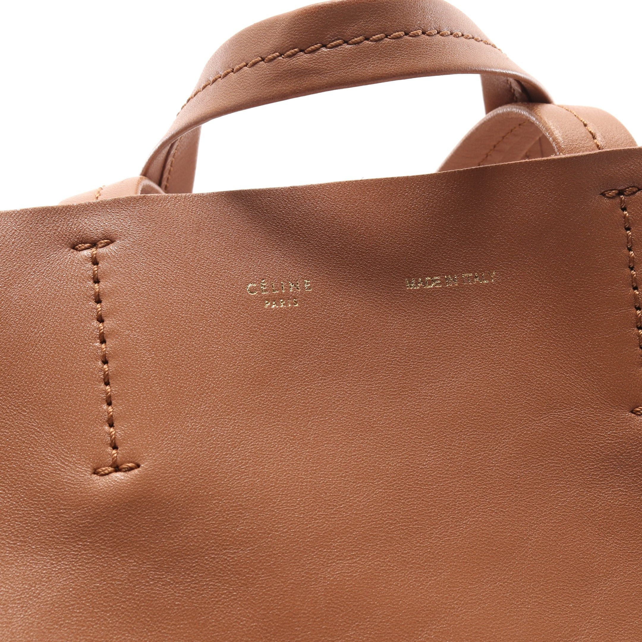 Celine Celine Horizontal Hippopotamus Handbag Tote Bag Leather Light Brown Black Size ONE SIZE - 8 Thumbnail