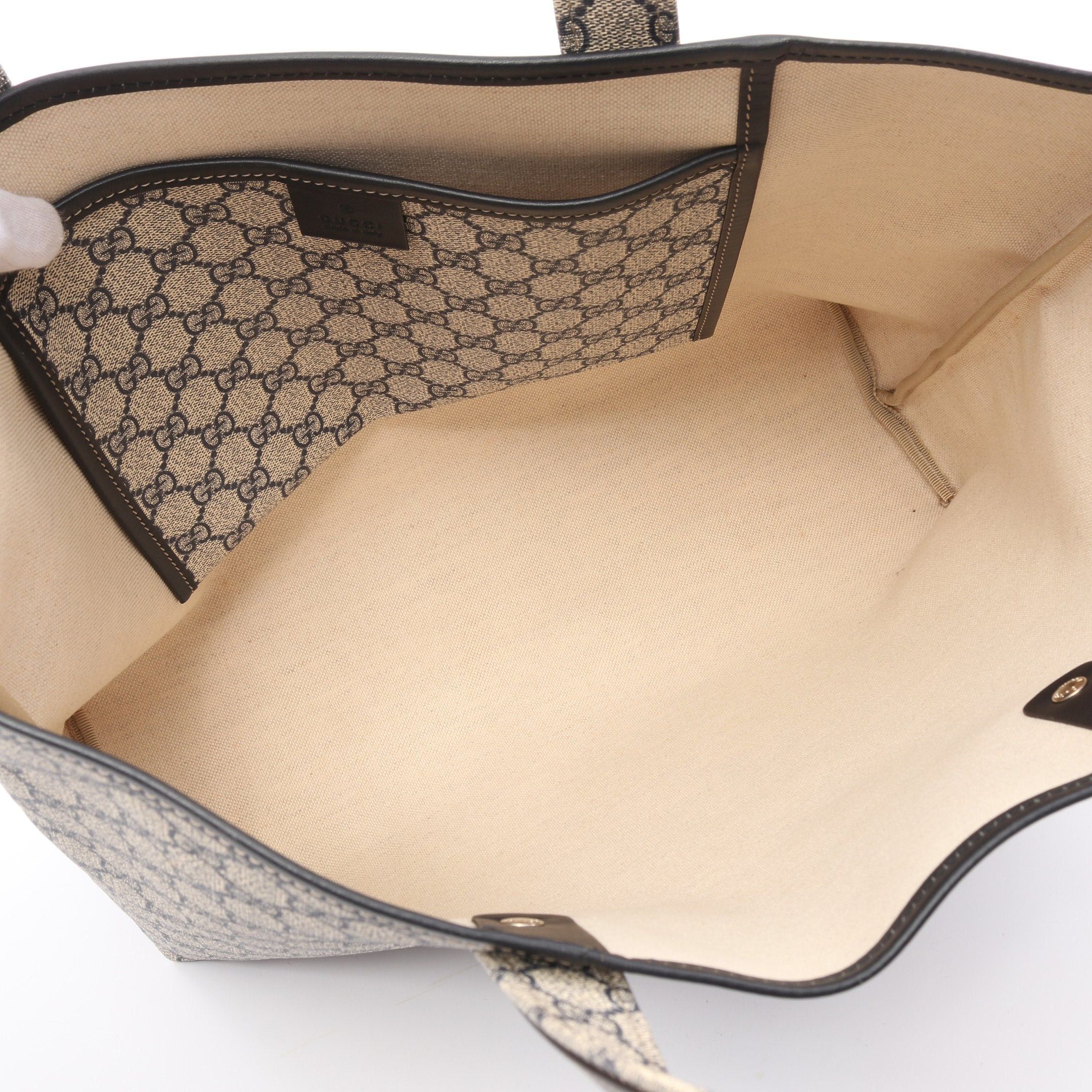 Gucci Gucci Gg Supreme Sherry Line Handbag Tote Bag Leather Gray Ivory Size ONE SIZE - 3 Thumbnail