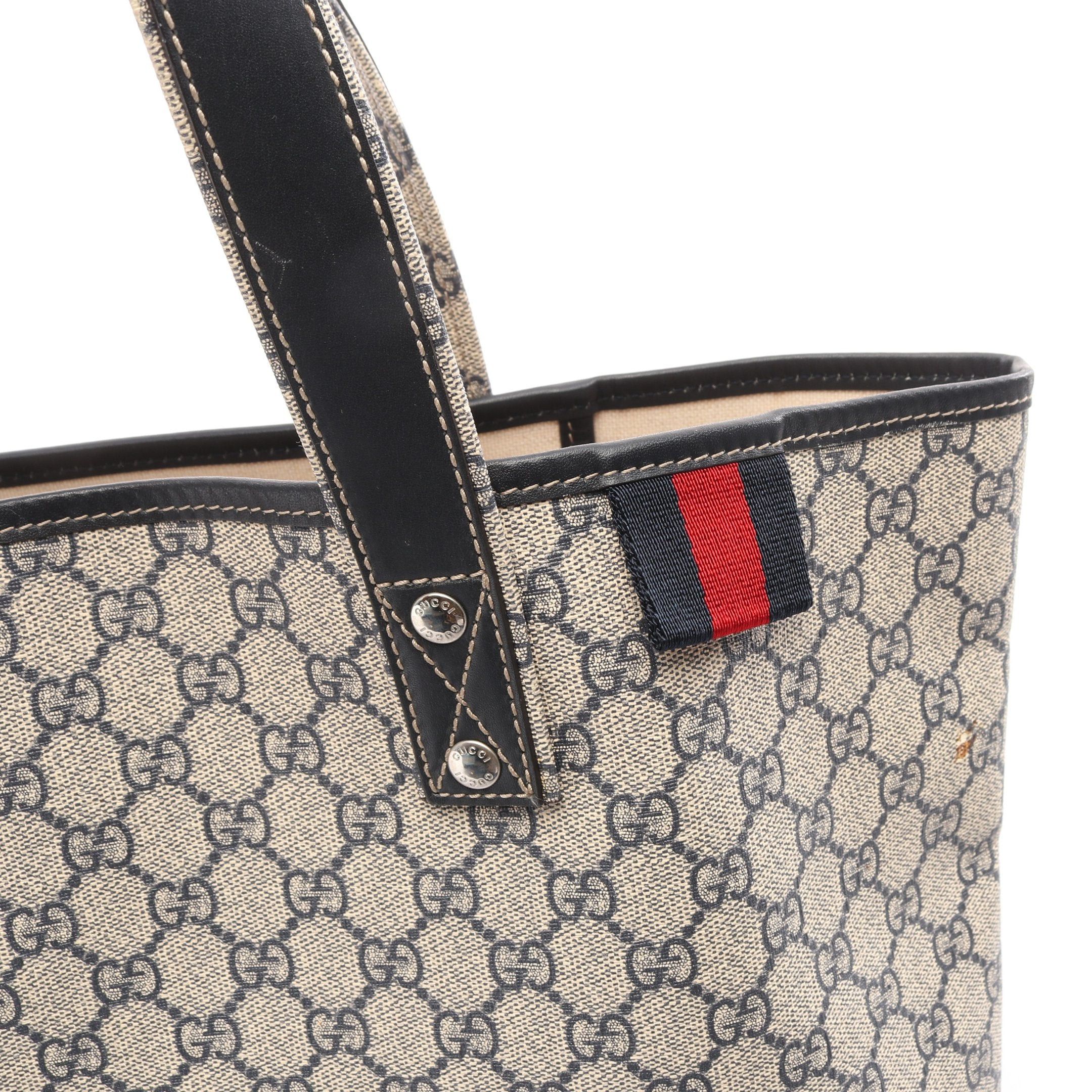 Gucci Gucci Gg Supreme Sherry Line Handbag Tote Bag Leather Gray Ivory Size ONE SIZE - 12 Thumbnail