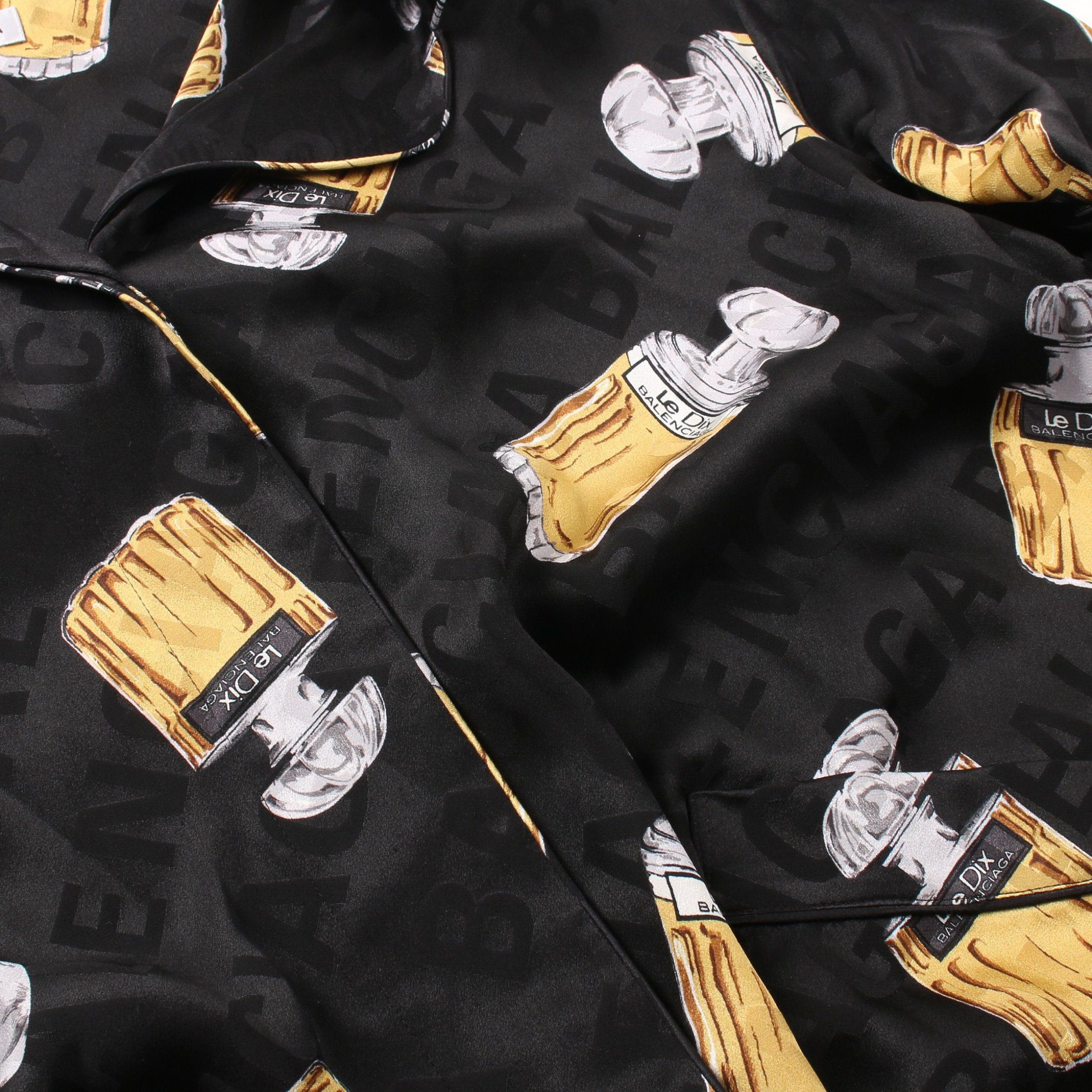 Balenciaga Balenciaga Shirt Logo Perfume Bottle All-Over Pattern Silk Black Gray Yellow Brown Size ONE SIZE - 10 Thumbnail