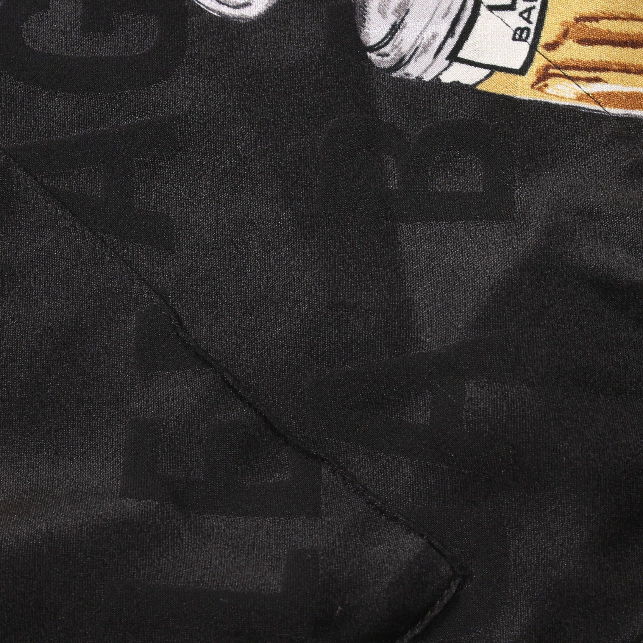 Balenciaga Balenciaga Shirt Logo Perfume Bottle All-Over Pattern Silk Black Gray Yellow Brown Size ONE SIZE - 6 Thumbnail
